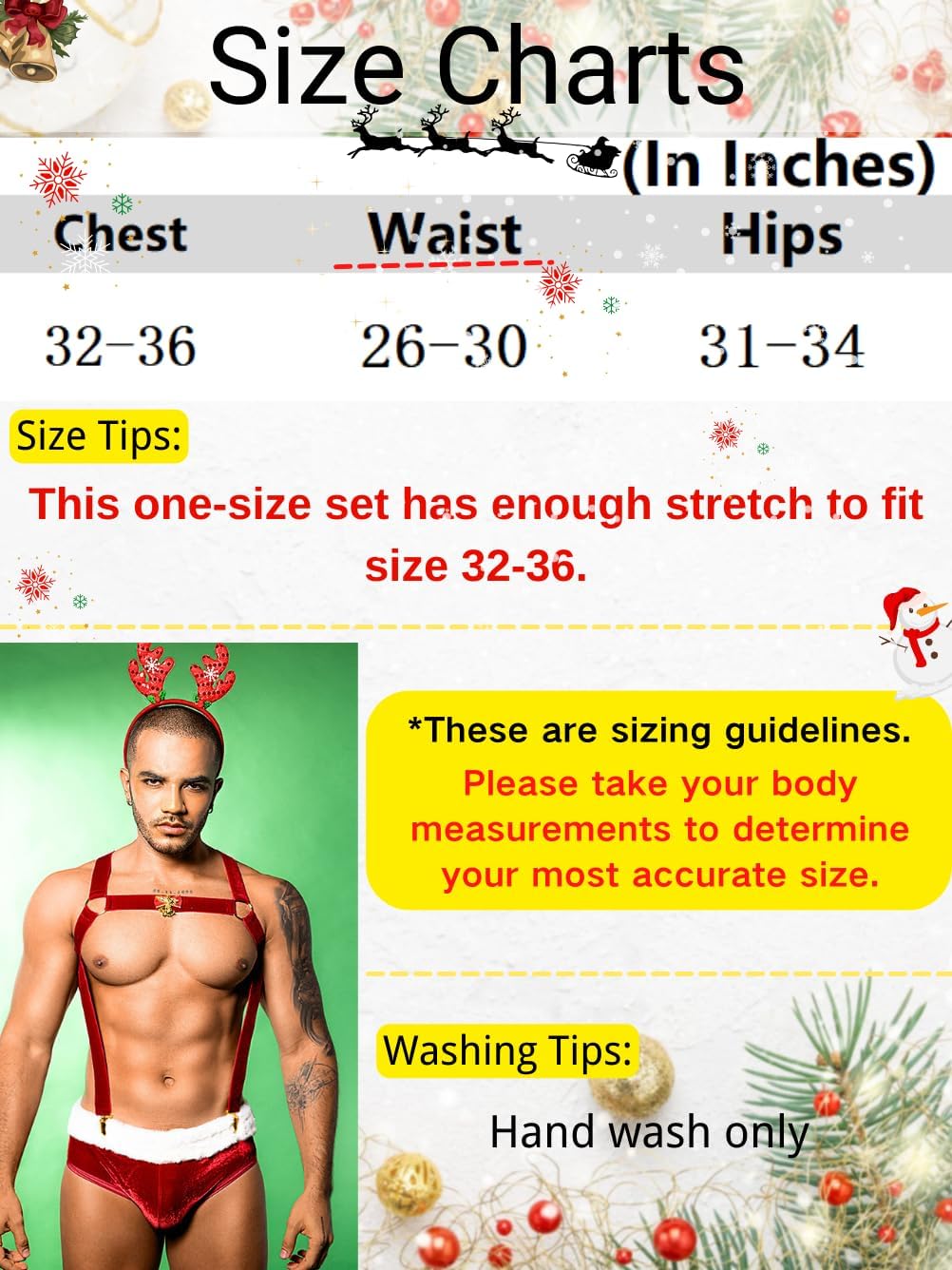 ChiaoLezhee 3 Piece Christmas Lingerie Set, Sexy Santa Claus Costume For Men, Xmas Boxers Outfits Velvet Underwear