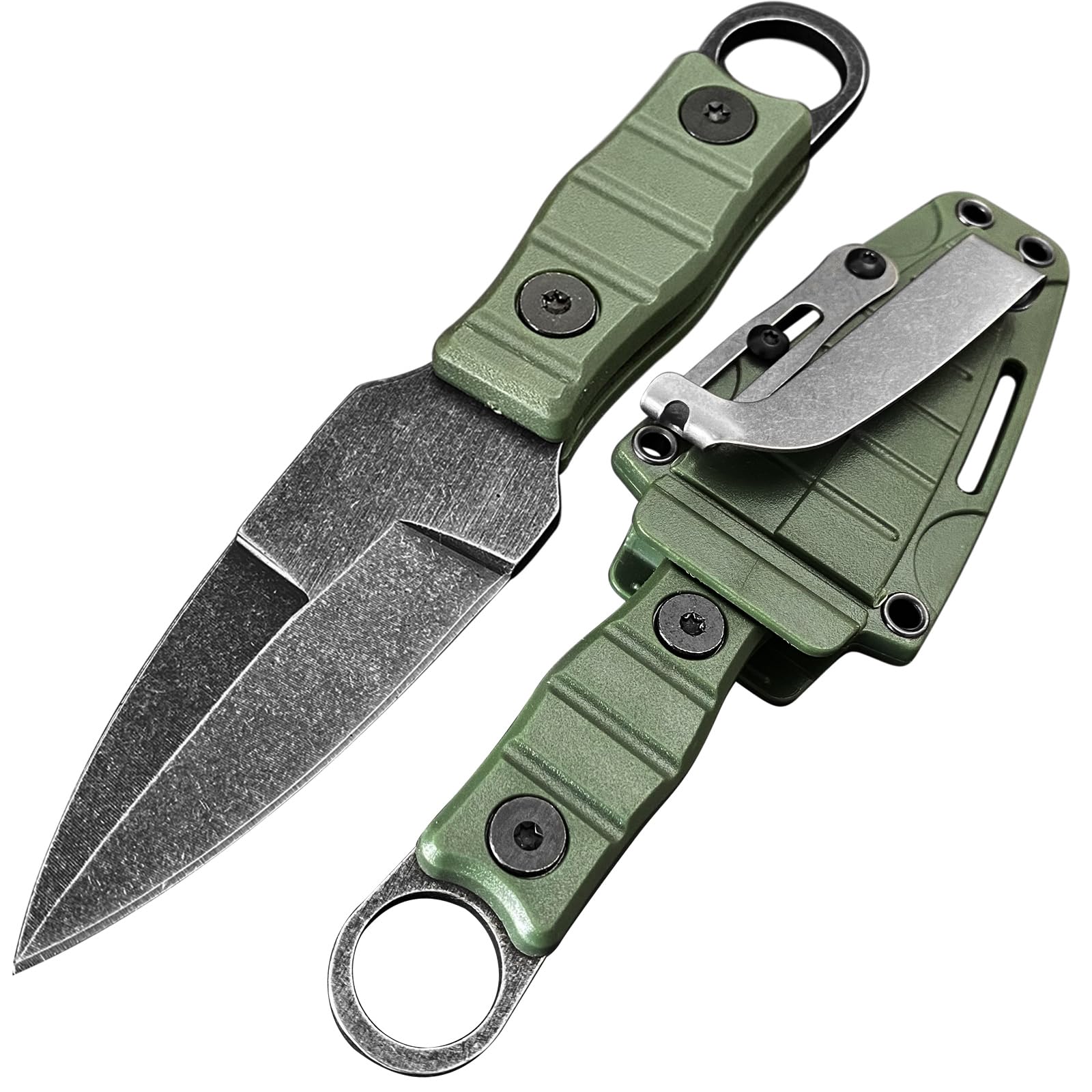 CIZPIROK 6.7 Inch EDC Small Tactical Fixed Blade Knife with Sheath and Clip, Full Tang Survival Knives for Men and Women, Camping Hiking Hunting Tools