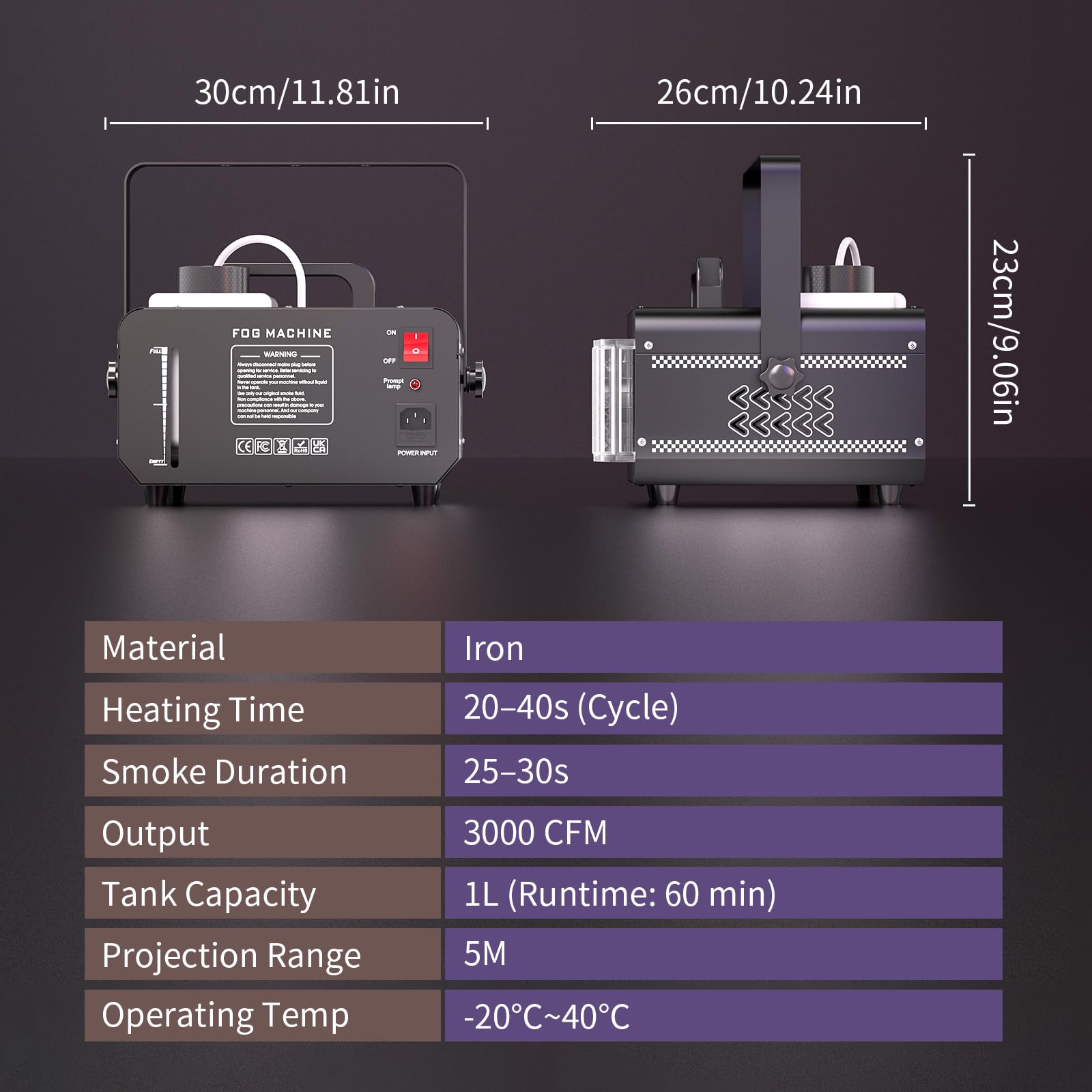 1200W Macchina del Fumo con Telecomando Wireless, Fasci 9 LED RGB Luci da Festa con 14 Colori Statici Capacità di 1L Macchina della Nebbia Stroboscopico per Halloween Matrimoni Natale Palcoscenici