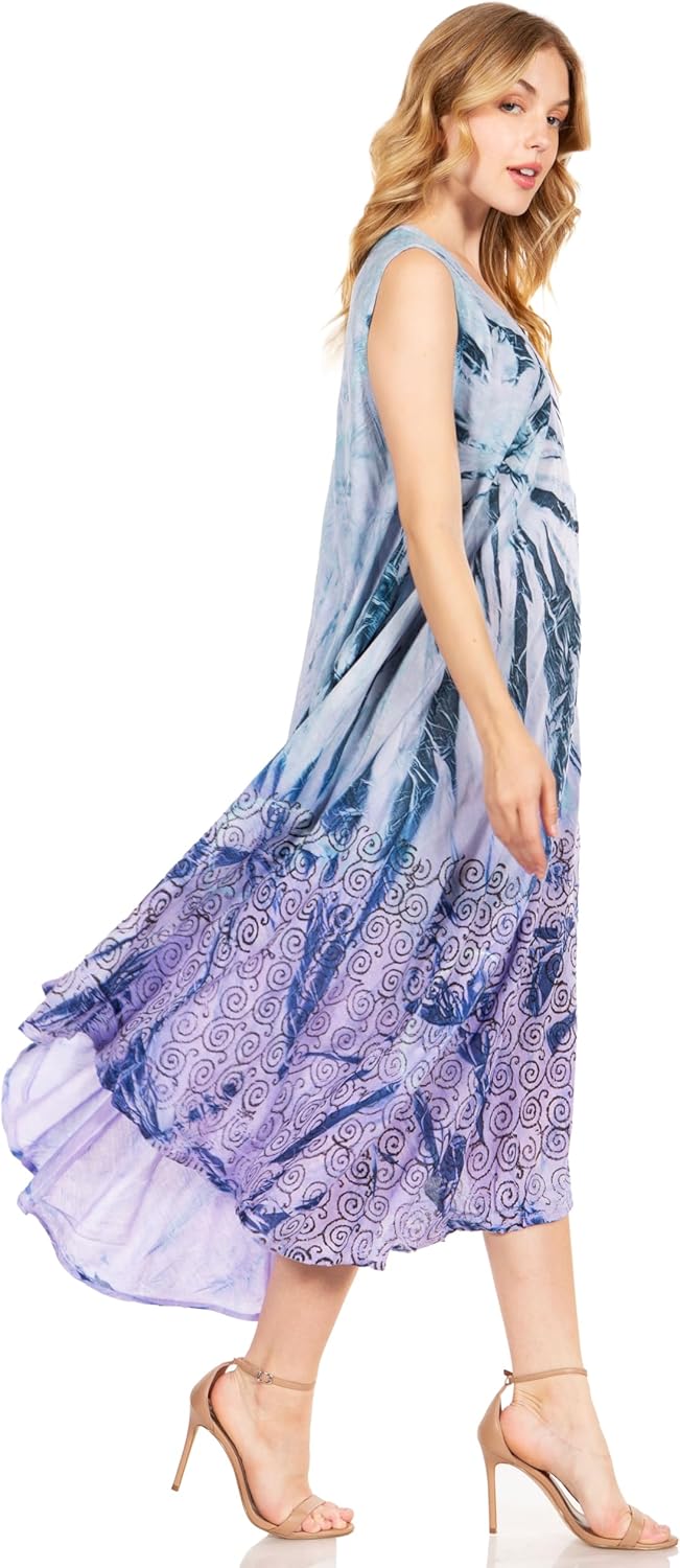 Sakkas Starlight Fourth Women's Tie Dye Caftan Tank Dress/Cover Up Beach Kaftan - Image 4