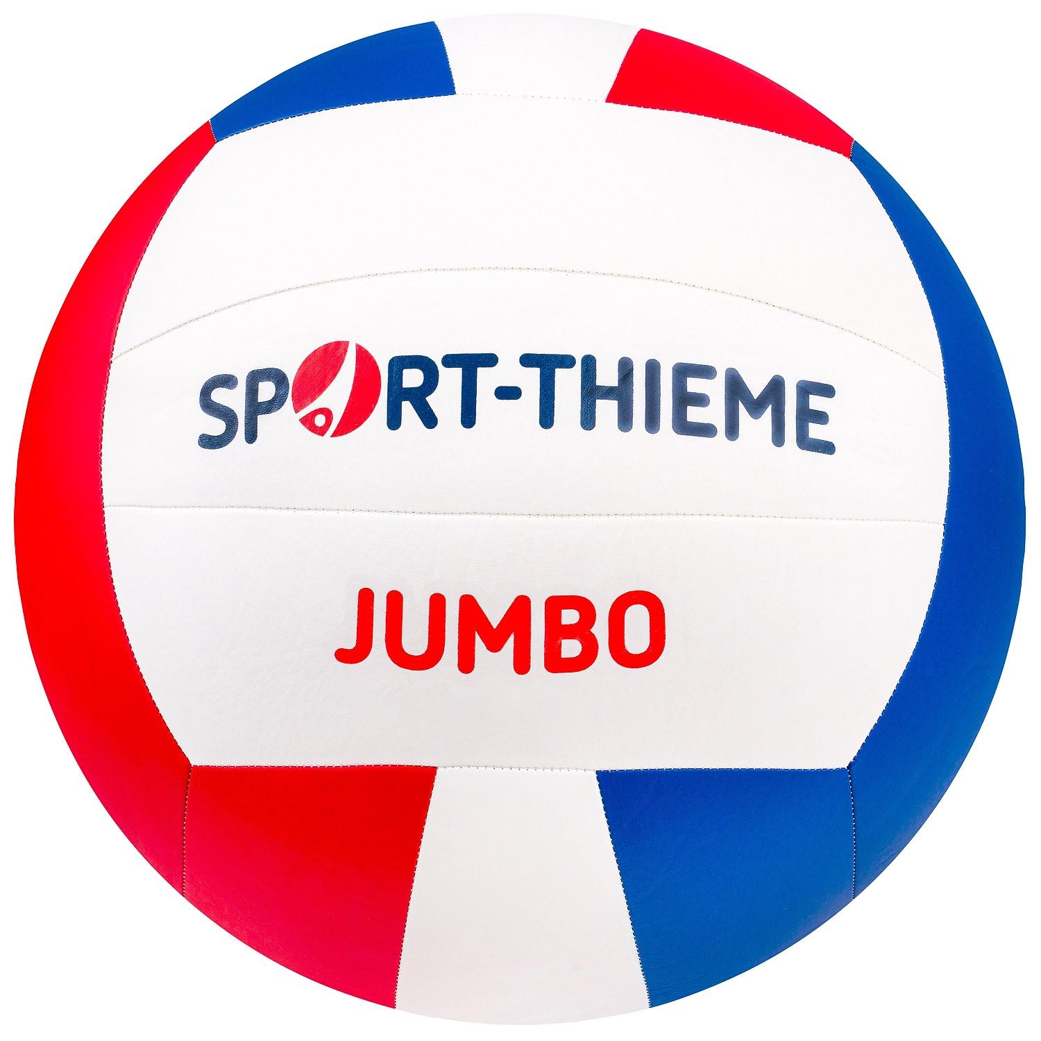 Sport-Thieme Riesen-Volleyball Jumbo | Leichter, großer, handgenähter Zeitlupenball | ø 43 cm | 315 g | Für Volleyball-Training, Völkerball, Teamspiele | Kunstleder | Blau, Rot, Weiß