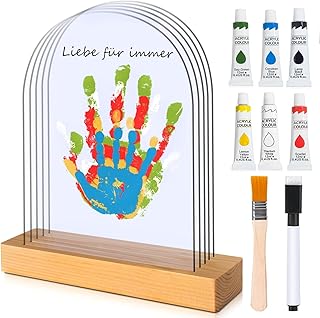 TOGOU2S Kit de Huellas de Manos Familiares, Marco transparente para 5 huellas de mano, Marco de recuerdo, Decoración del hogar, Recuerdos Familiares Artísticos DIY, Regalo del Día de la Madre