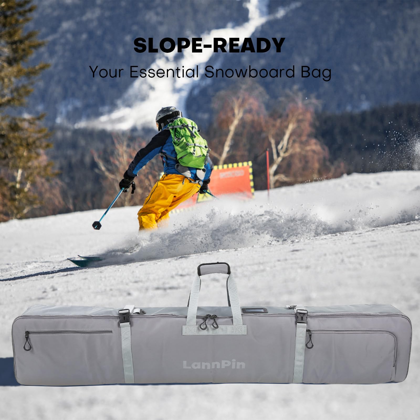Borsa da Snowboard e Sci Con Imbottitura da 7 mm - Per Viaggio, Volo, Casco, Tavola, Stivali - Con Cinghia per Bastoni da Sci e Manico