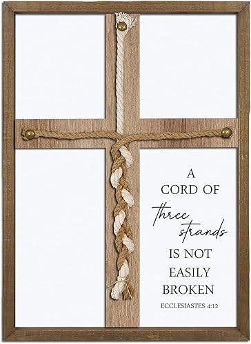 Miniatura 10 de Letrero de boda con texto en inglés "A Cord of Three Strands", trenzado de 22 x 15.75 pulgadas, para ideas de ceremonia, regalos de matrimonio Negro