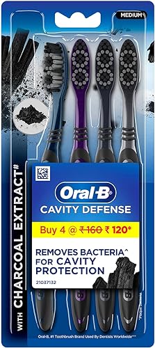 Oral B Cavity Defense 123 - Cepillo de dientes (4 unidades), color negro