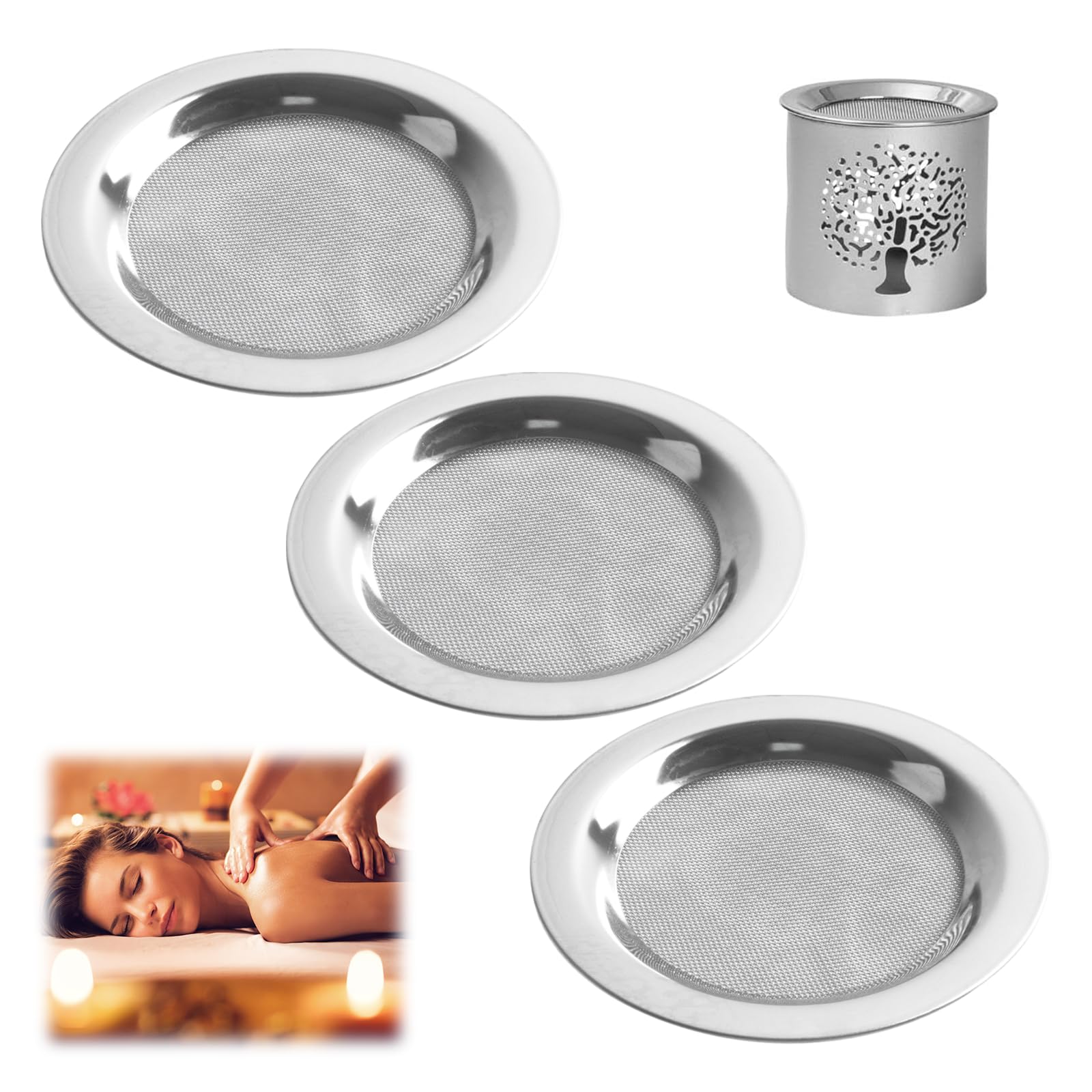 3 Pcs Stainless Steel Sieves for Oil Burners and Incense Burners, 10cm Diameter Replacement Strainer, Fine Mesh Screen for Resin, Herbs, Aroma Therapy, Silver