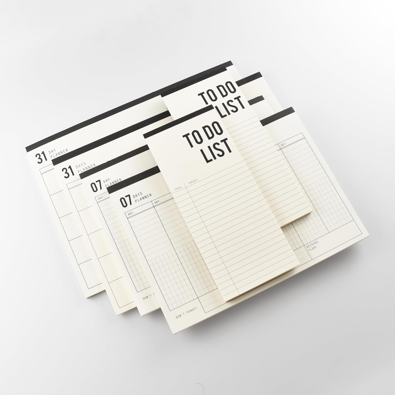 Productivity Planner Bundle – 6 Undated Tear-Off Pads (2 Complete Sets): To-Do, 7-Day Weekly & 31-Day Monthly – 300 FSC® Sheets – Minimalist Desk Set & Gift (Pack of 2) image 2