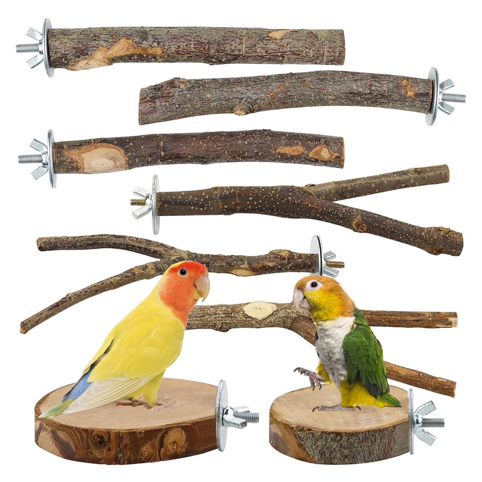 8 Pezzi Di Giocattoli E Accessori per Parrocchetti, per Uccelli In Legno, Giocattoli per Uccelli In Legno Naturale, per Calopsitte, Accessori per Gabbie