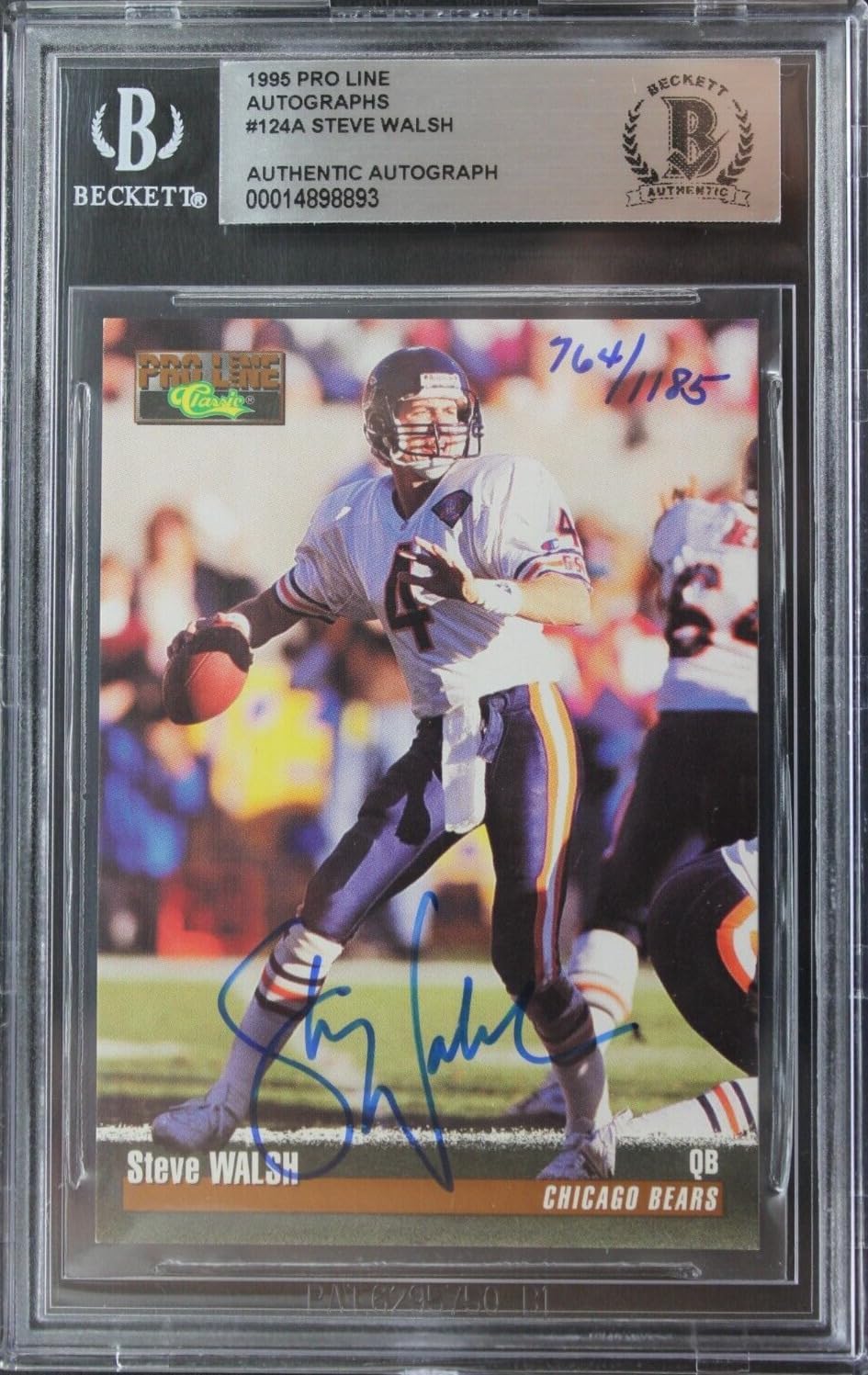 Steve Walsh Bears Autographed 1995 Classics Pro Line #124A Signed Football Card