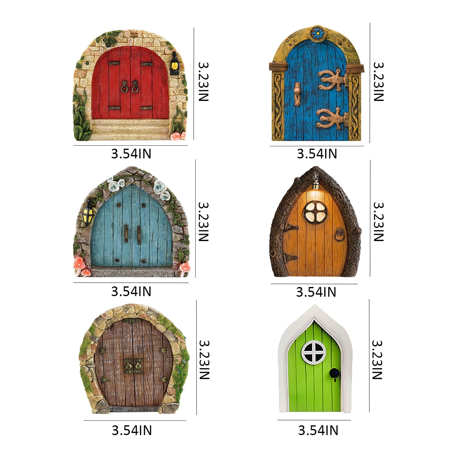 6 sztuk miniaturowedrzwi ogrodowe, wróżkowe i bajkowe, dekoracyjne mini drzwi ogrodowe, drewniane zewnętrzne