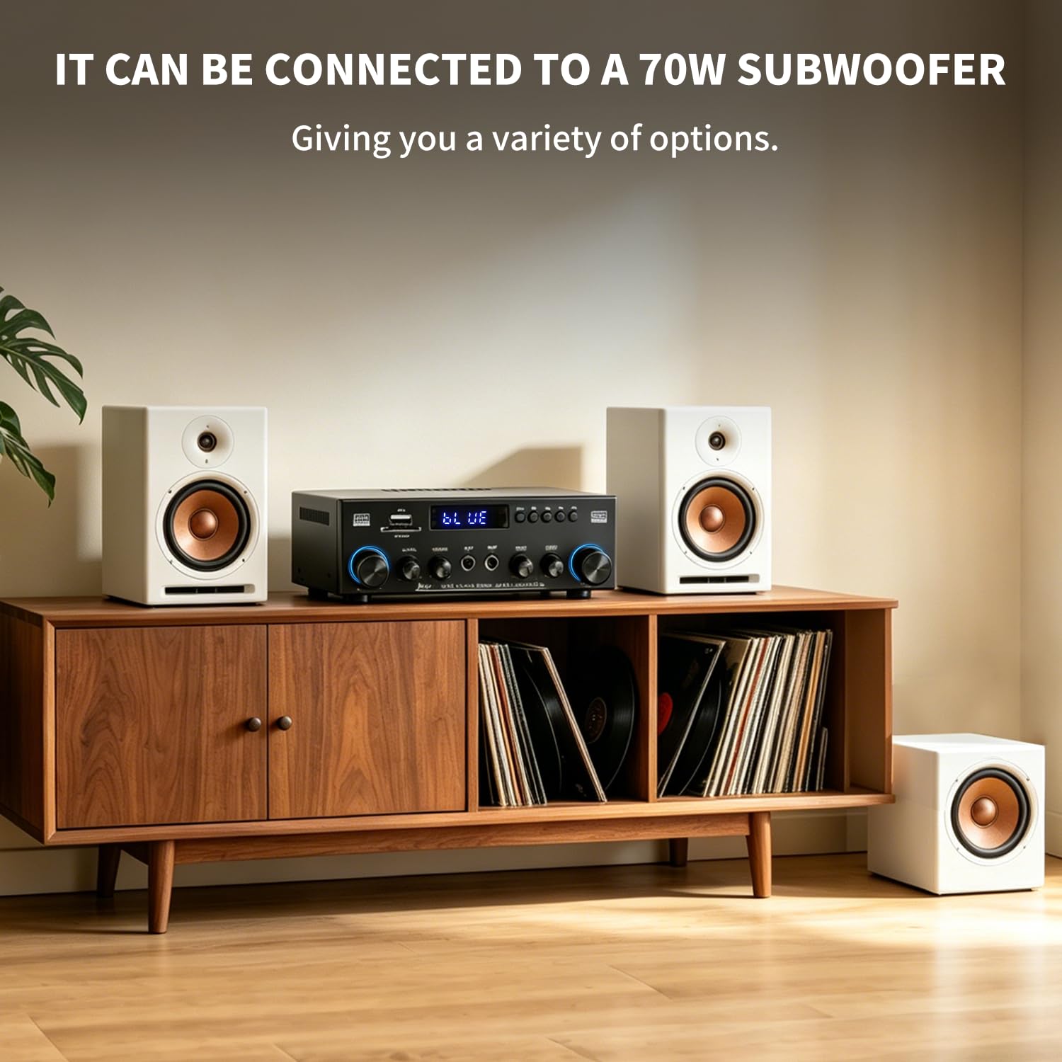 Amplificateur 1000 W, 2.1 canaux, Bluetooth 5.3 avec subwoofer