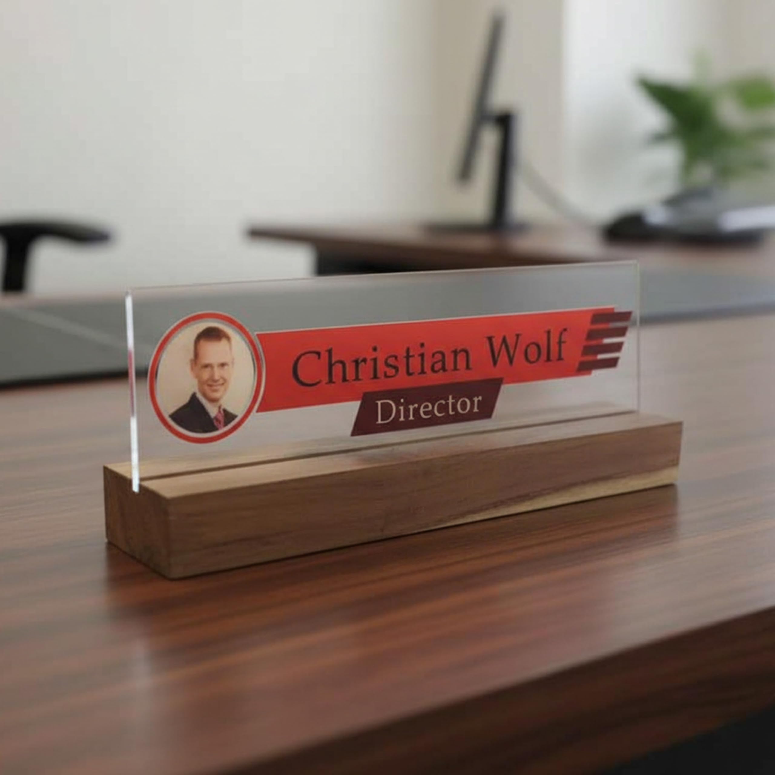 Customized Desk Name Plate with Wooden Base | Personalized Office Table Name Plate | Black Acrylic (Model 1) — Amazon image 13