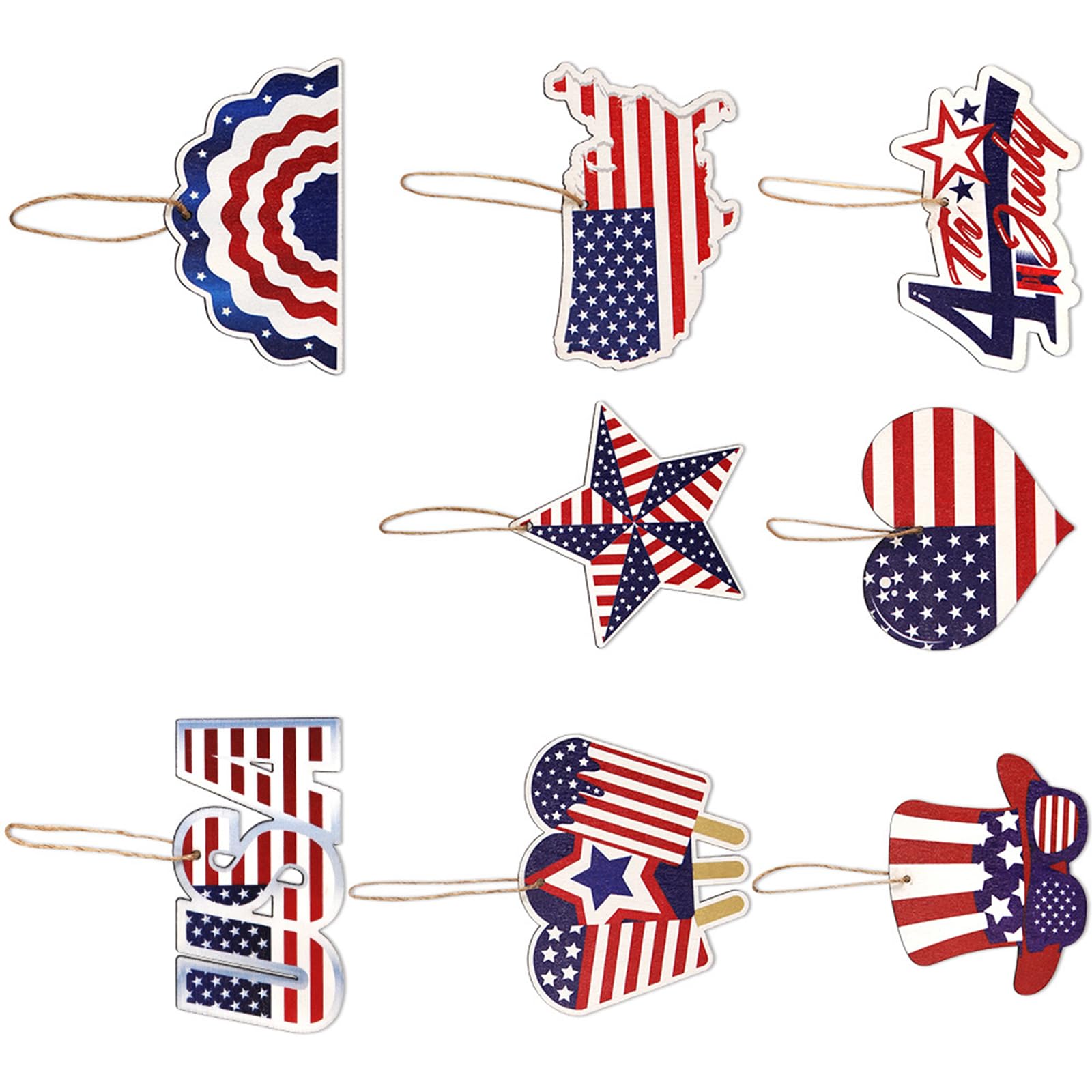 Yhplxyuus Of 9 Independence Day Hanging Star Patriotic Decorations Hanigng Ornament for Home Party and Outdoor Celebration Independence Day Decorations