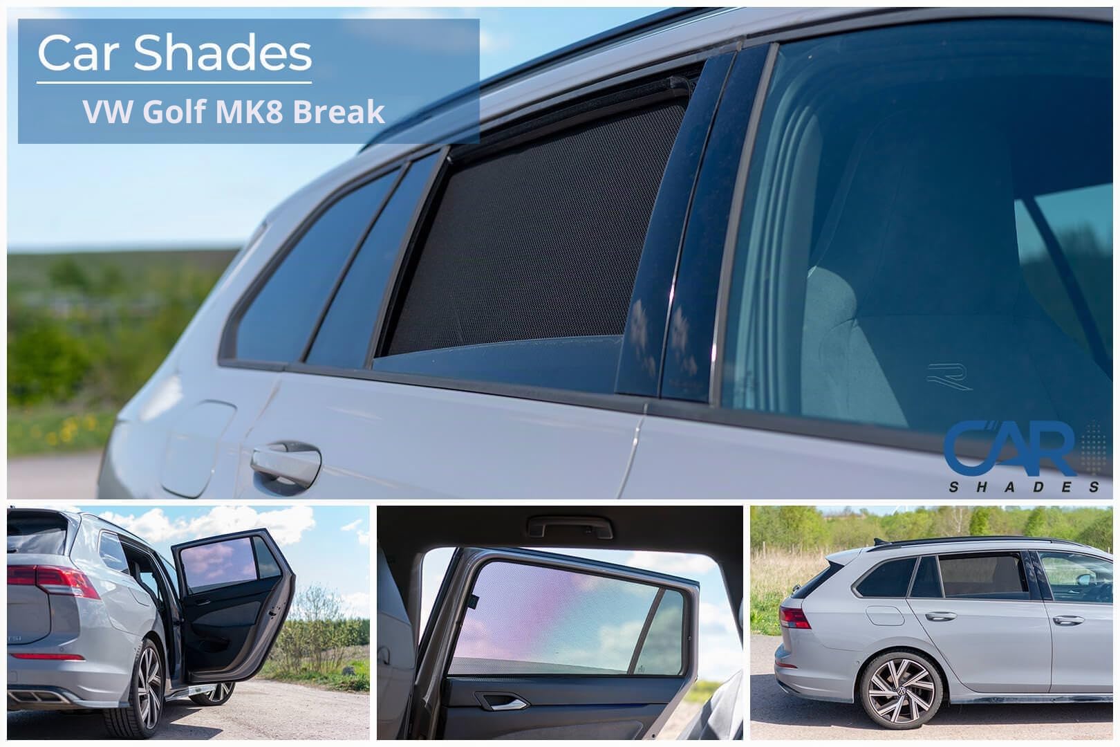 Set de Car Shades (Portes arrières) Compatible avec Volkswagen Golf VIII Variant 2020- (2-pièces) Pare-Soleil sur Mesure pour Voiture