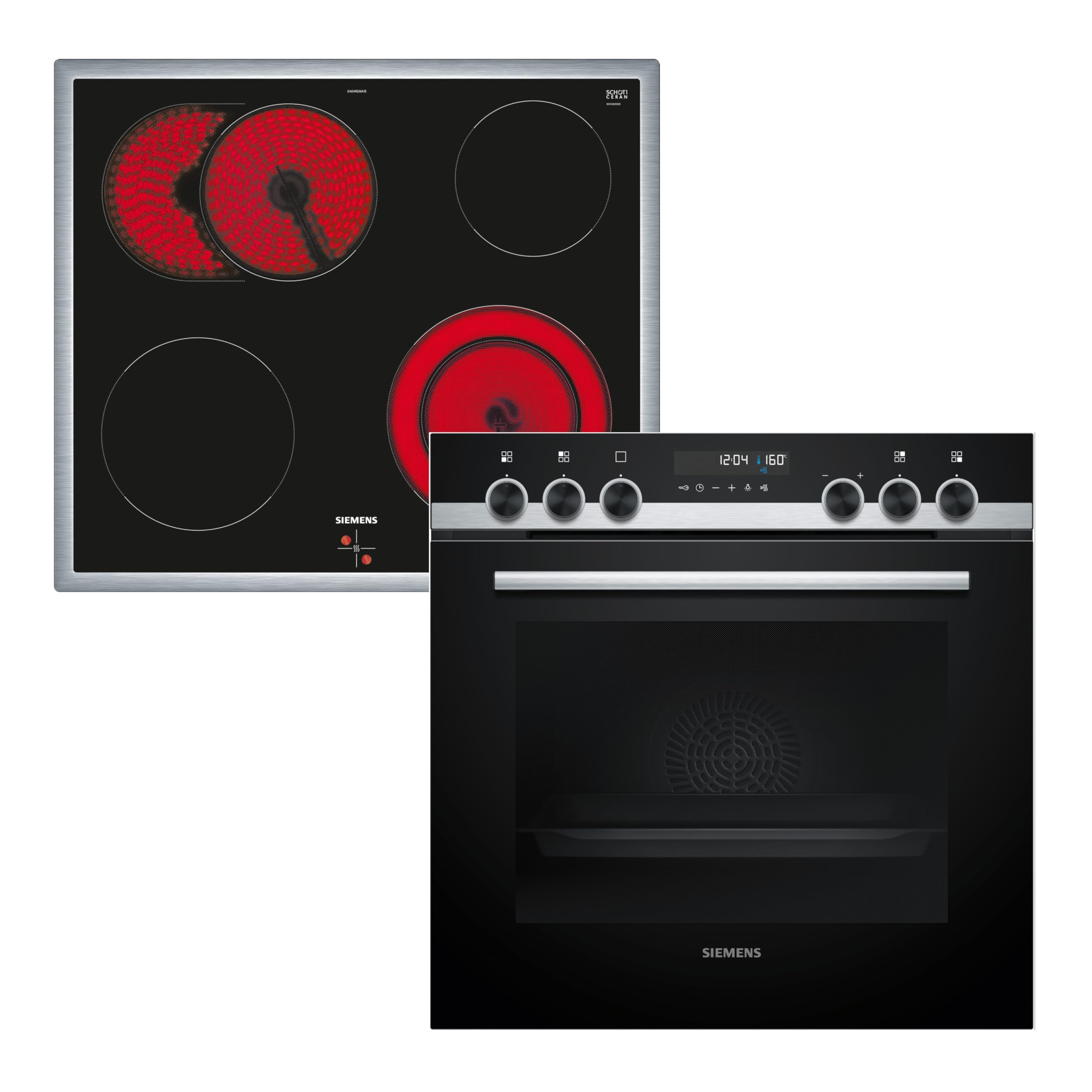 Siemens PQ521KA11 Einbauherd-Set 60 x 60 cm 3D Heißluft Hydrolyse powerBoost Edelstahl Rahmen