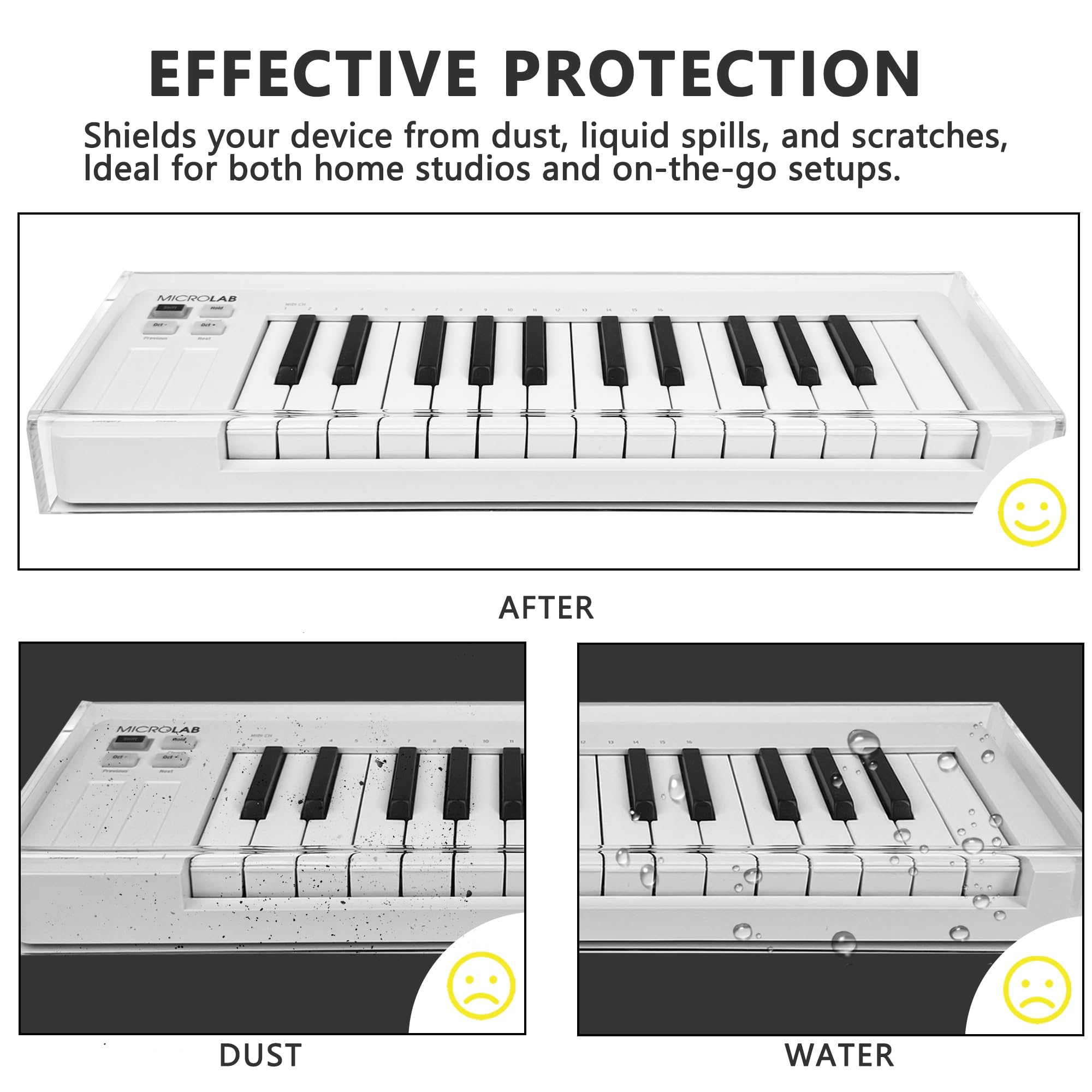 Musiin Piano Keyboard Acrylic Cover Compatible With Arturia MicroLab,Transparent Reserved Wire Groove,Waterproof and Dustproof - Image 3