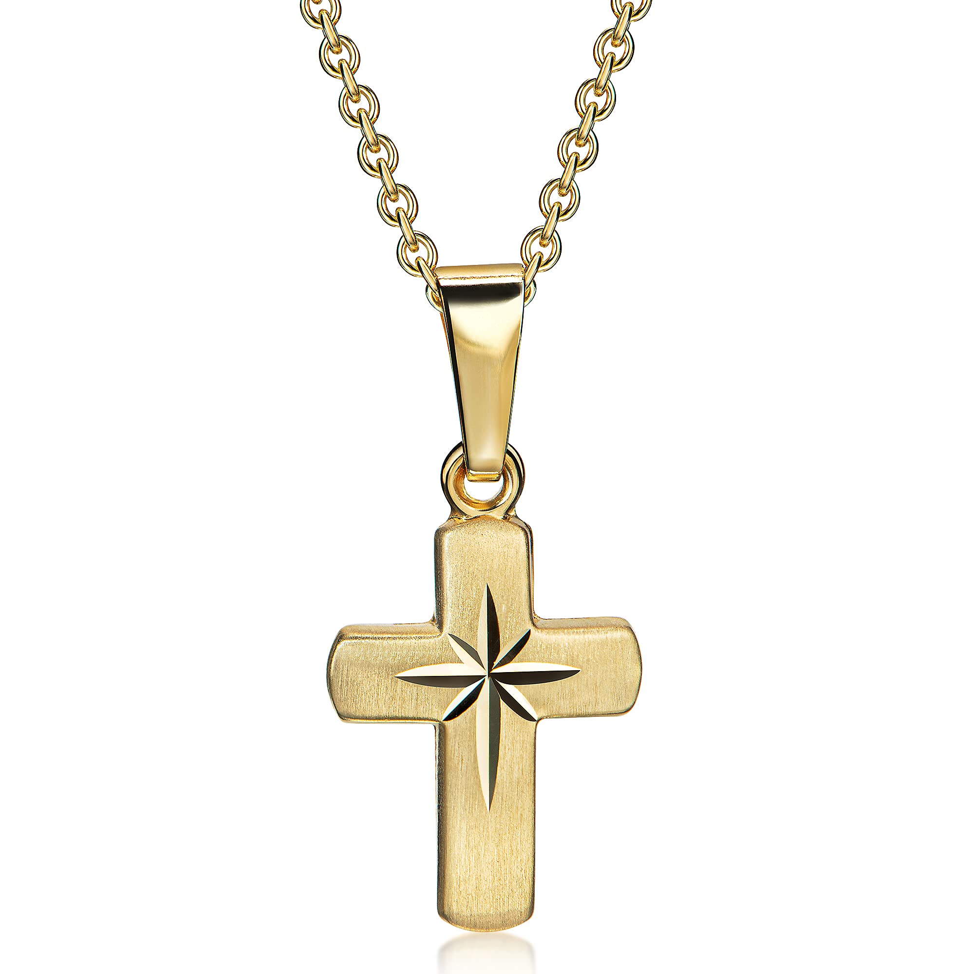 Kinderkreuz 333er Gold incl. vergoldeter Silberkette 36-38cm AMZ0481