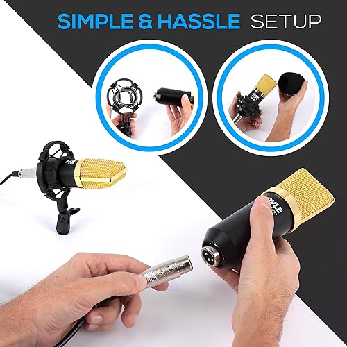 Miniatura 3 de Pyle Kit de micrófono de condensador de audio sistema de micrófono de grabación vocal profesional de 0.138 inXLR con soporte de choque ajustable,