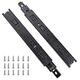 KINJOEK 2 PCS 12 Inch Full Extension Ball Bearing Drawer Slides Heavy Duty Side Mount Cabinet Rails Tool Box, Keyboard Glides Rails Rack, Black
