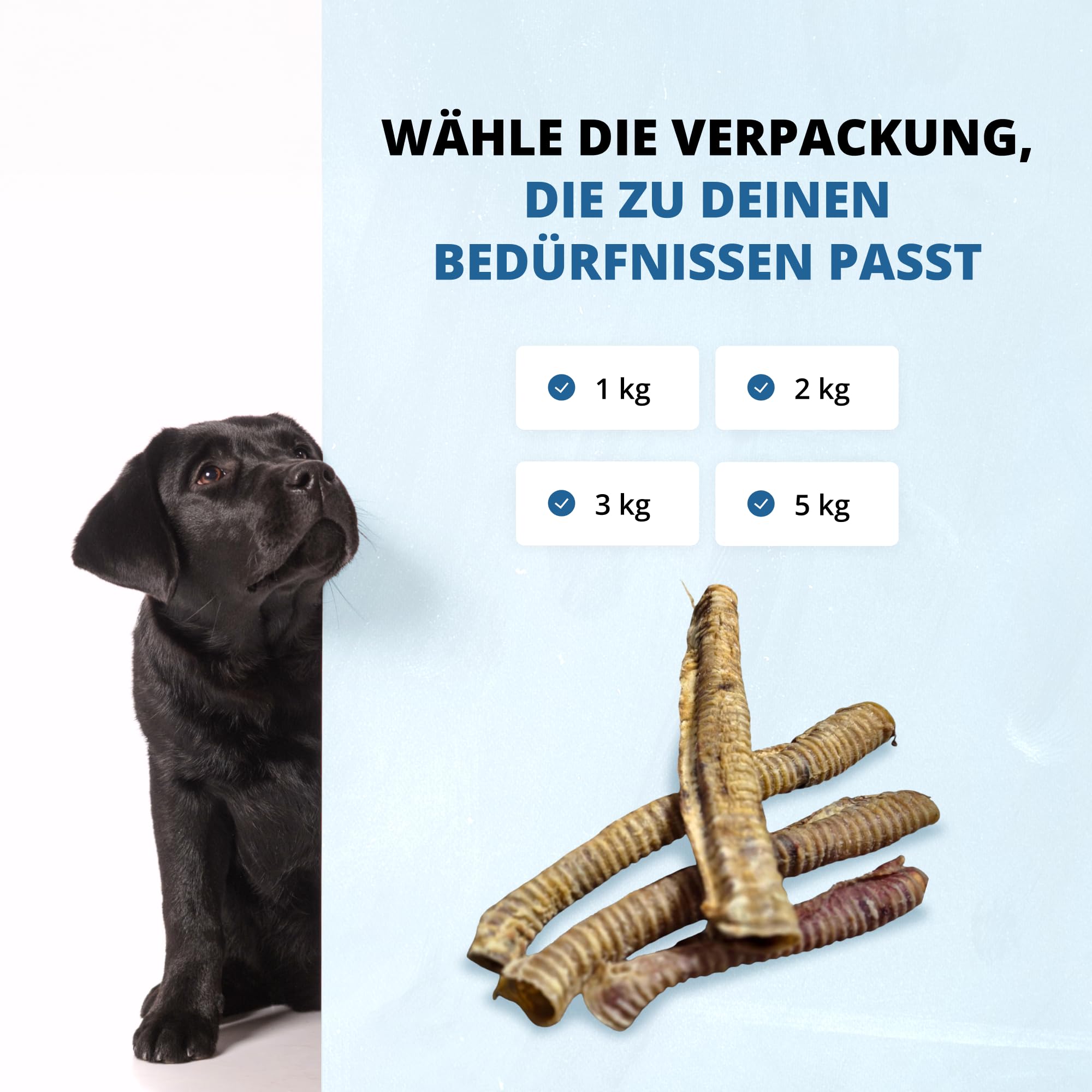 2 kg Trachée de bœuf séchée pour Chien - Friandise Naturelle à mâcher - Morceaux Longs - sans additifs