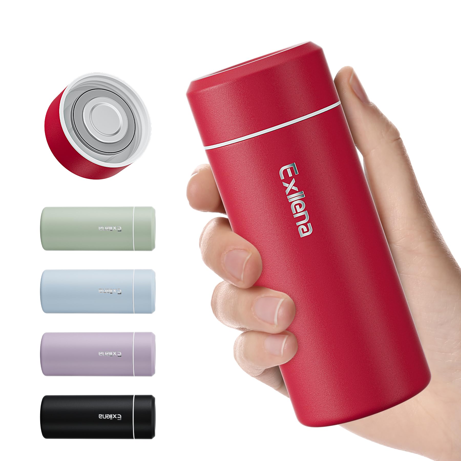 【Upgraded】 Exllena Small Water Bottle for Handbag – 250ml Mini Flask for Hot & Cold Drinks, Perfect Small Insulated Water Bottle for Travel, Milk, Coffee...(Red) — image 1