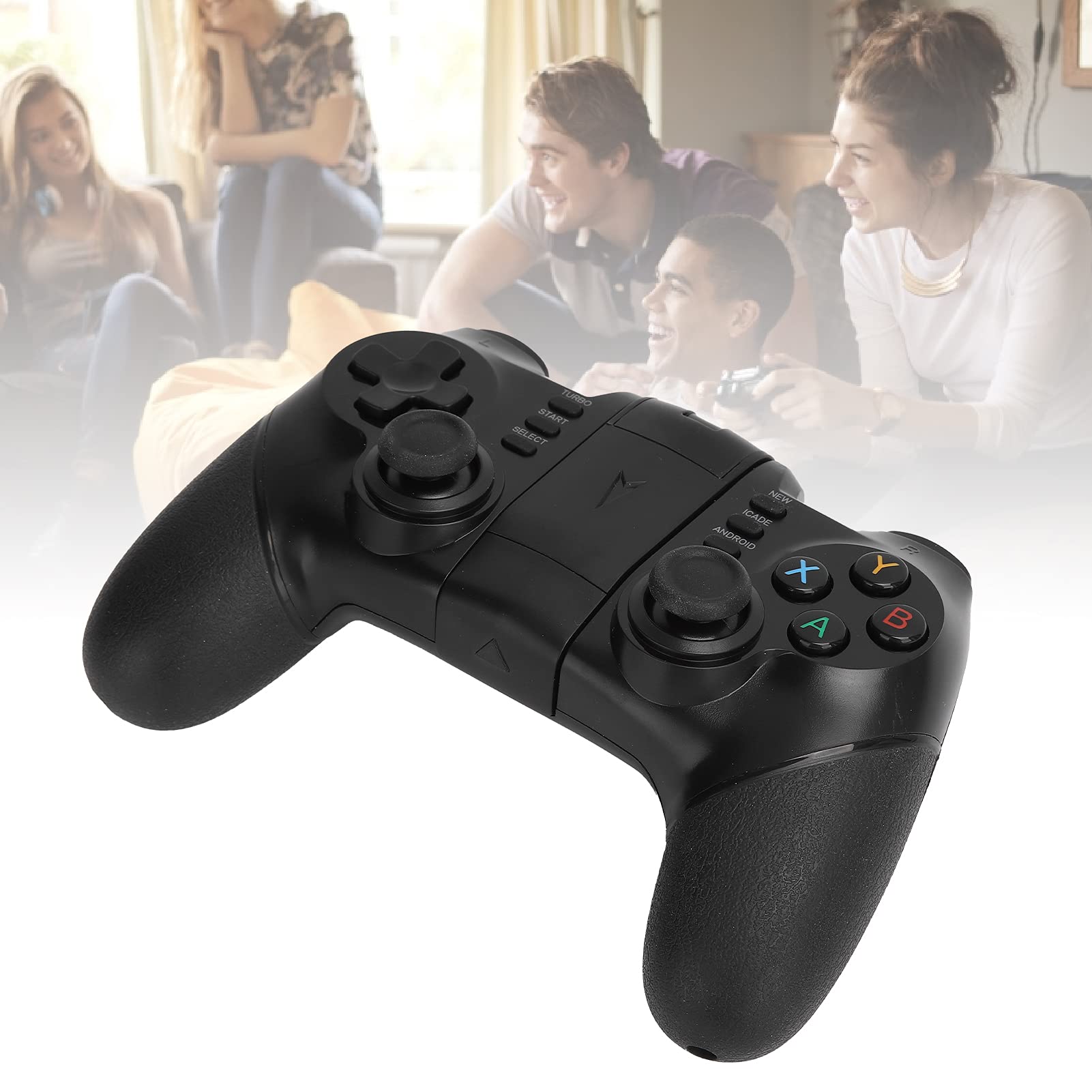 Gamepad Bluetooth, bezprzewodowy kontroler gier funkcja multimedialna do konsoli do gier PS3 do inteligentnych telewizorów do smartfonów do tabletów do komputerów PC (czarny, Pisa pochwa typ wieży)