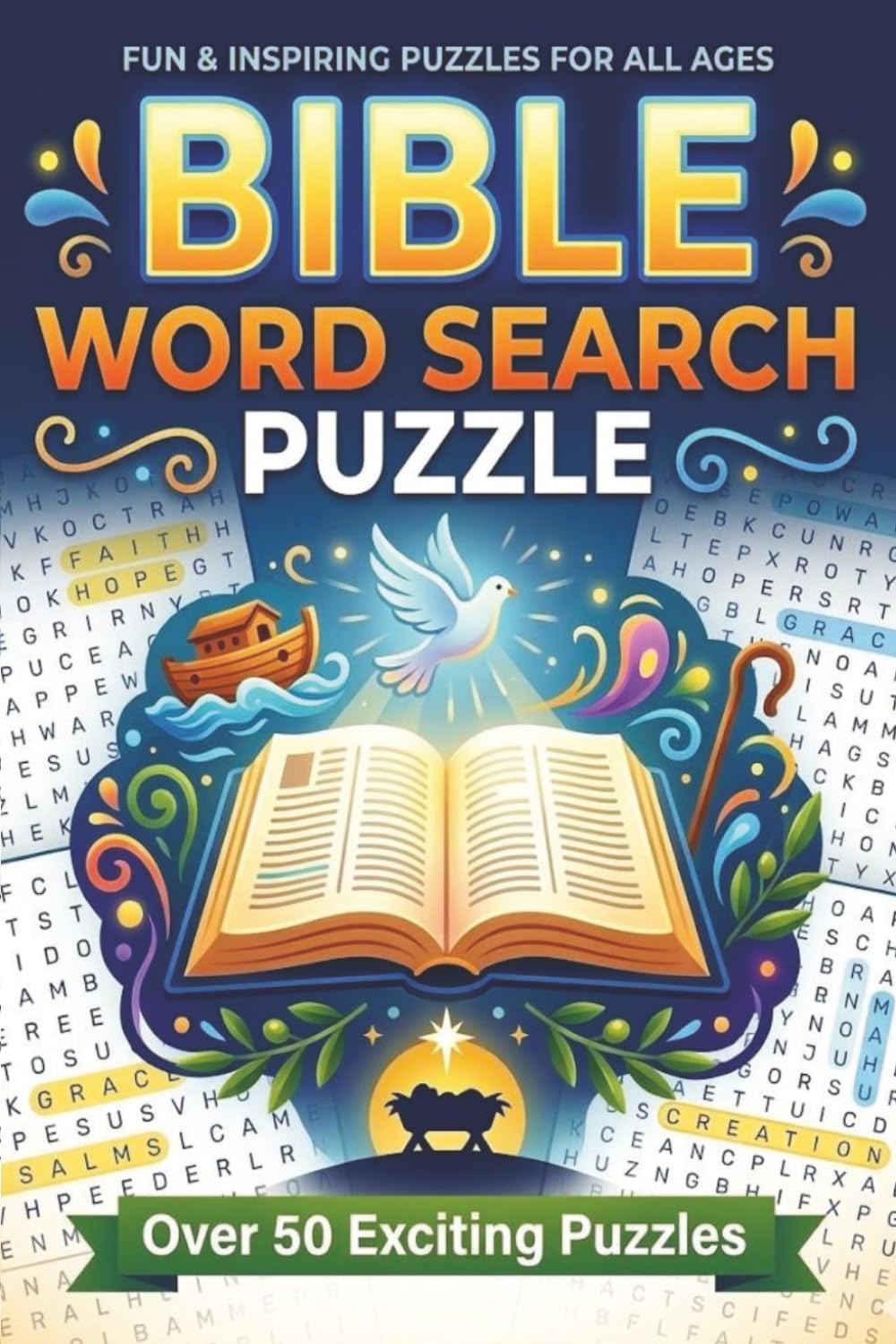Bible Wordsearch Puzzle Book: Wordsearch Puzzles with Easy to Read Pint about Bible | 6x9 inches, 120 pages | 50+ Puzzles | Solutions Included