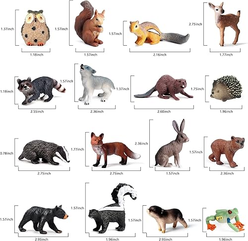Miniatura 3 de Gemini&Genius 16 piezas de juguetes de bebé de animales del bosque, figuras de juguete educativo de animales del bosque, adornos para pasteles,