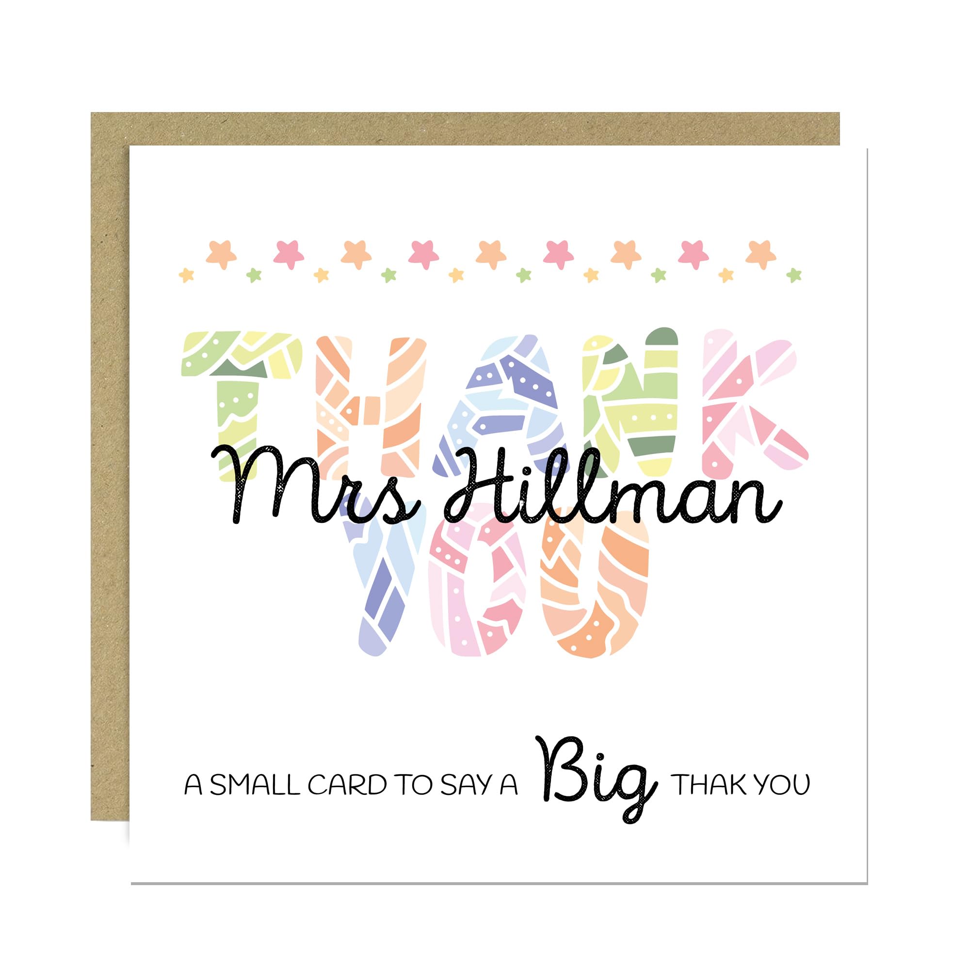 RED OCEAN Personalised Thank You Card For Teachers Volunteers Colleagues Friends Family Appreciation Greetings 145x145mm Card With Kraft Envelope