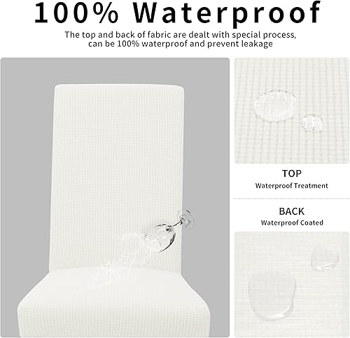 Miniatura 10 de Easy-Going Juego de 8 fundas para sillas de comedor 100% impermeables, fundas elásticas de jacquard Parson para sillas Parson, extraíbles y