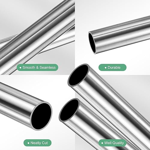 Miniatura 2 de Paquete de 2 tubos de acero inoxidable 304 de 5.906 in, diámetro exterior de 0.059 in de grosor de pared, tubos de acero inoxidable sin costuras