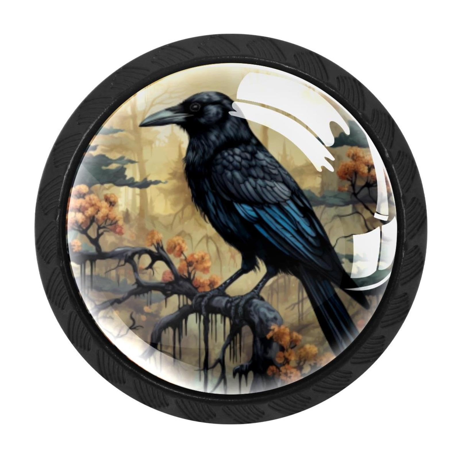 Chenzzzz Multicolored 05 4 Pack Cabinet Handles Black Crow Cabinet Knobs Draw