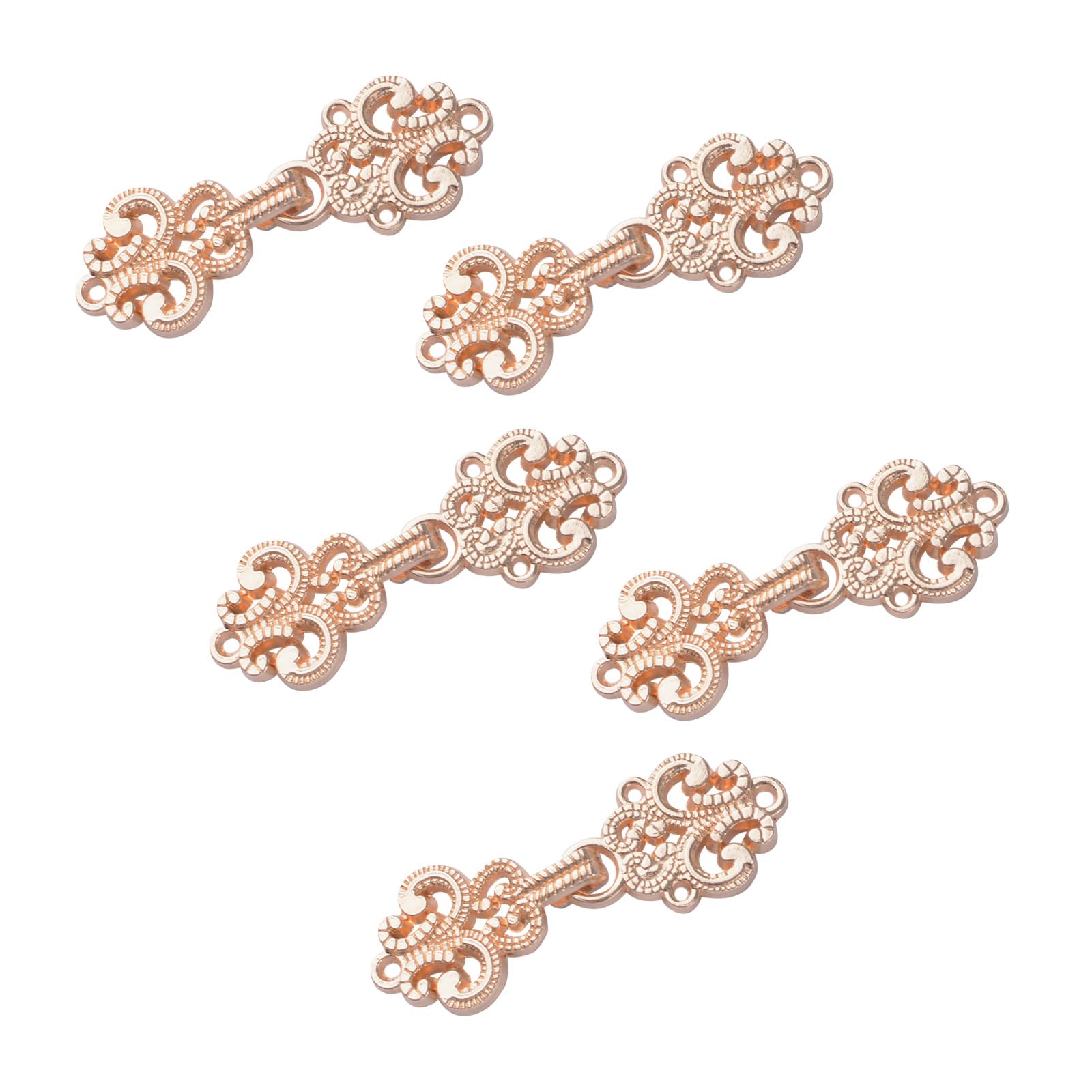 Wandic Light Gold Cardigan Clips, 5 Pairs Vintage Hollow Flower Cape Fasteners Sew On Hooks And Eyes Cardigan Clip Cloak Clasp Fasteners For Sweater Shawl,