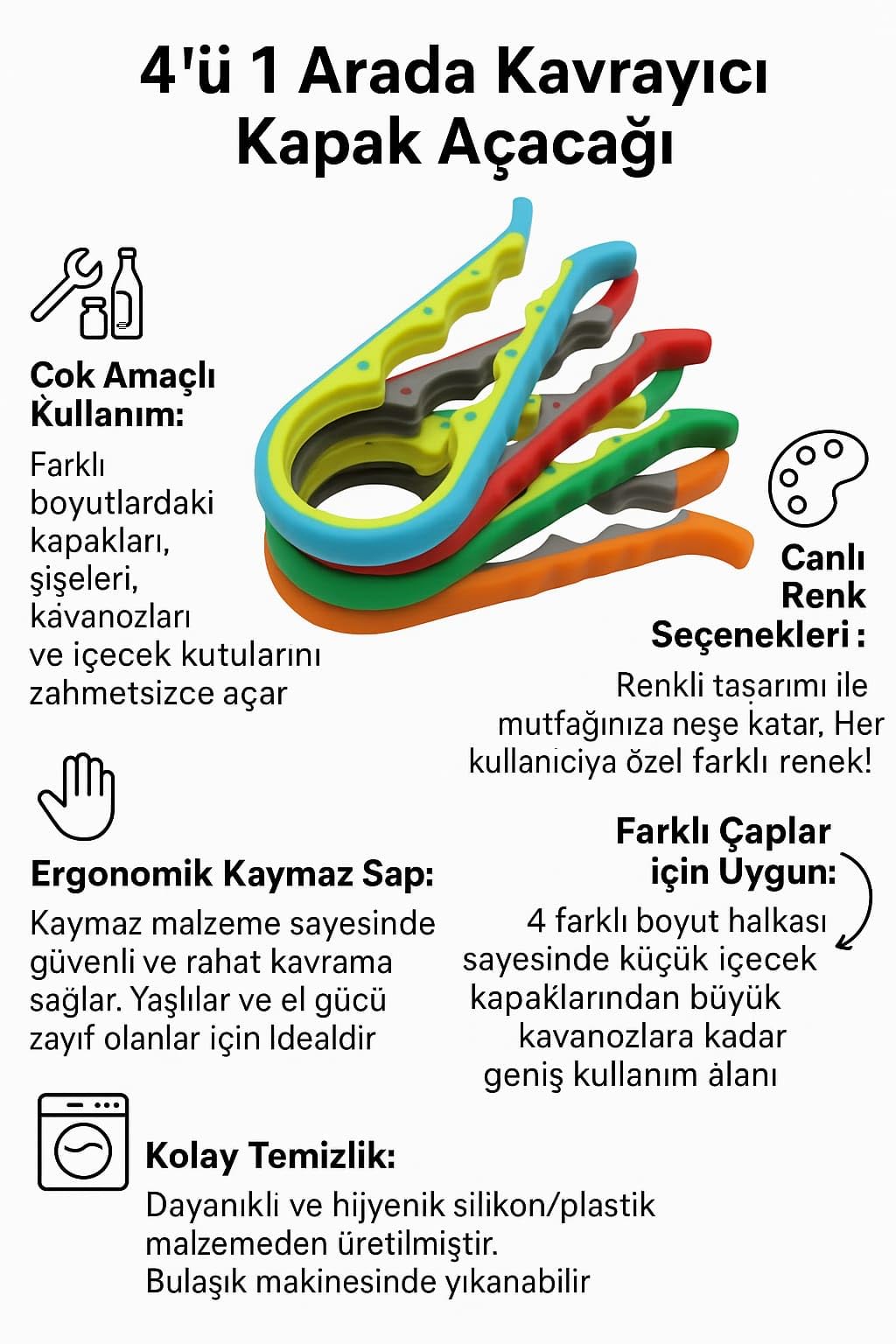 MTA HİGH-TECH 2 Adet Kavanoz ve Şişe Kapak Açacağı, Karışık Renk