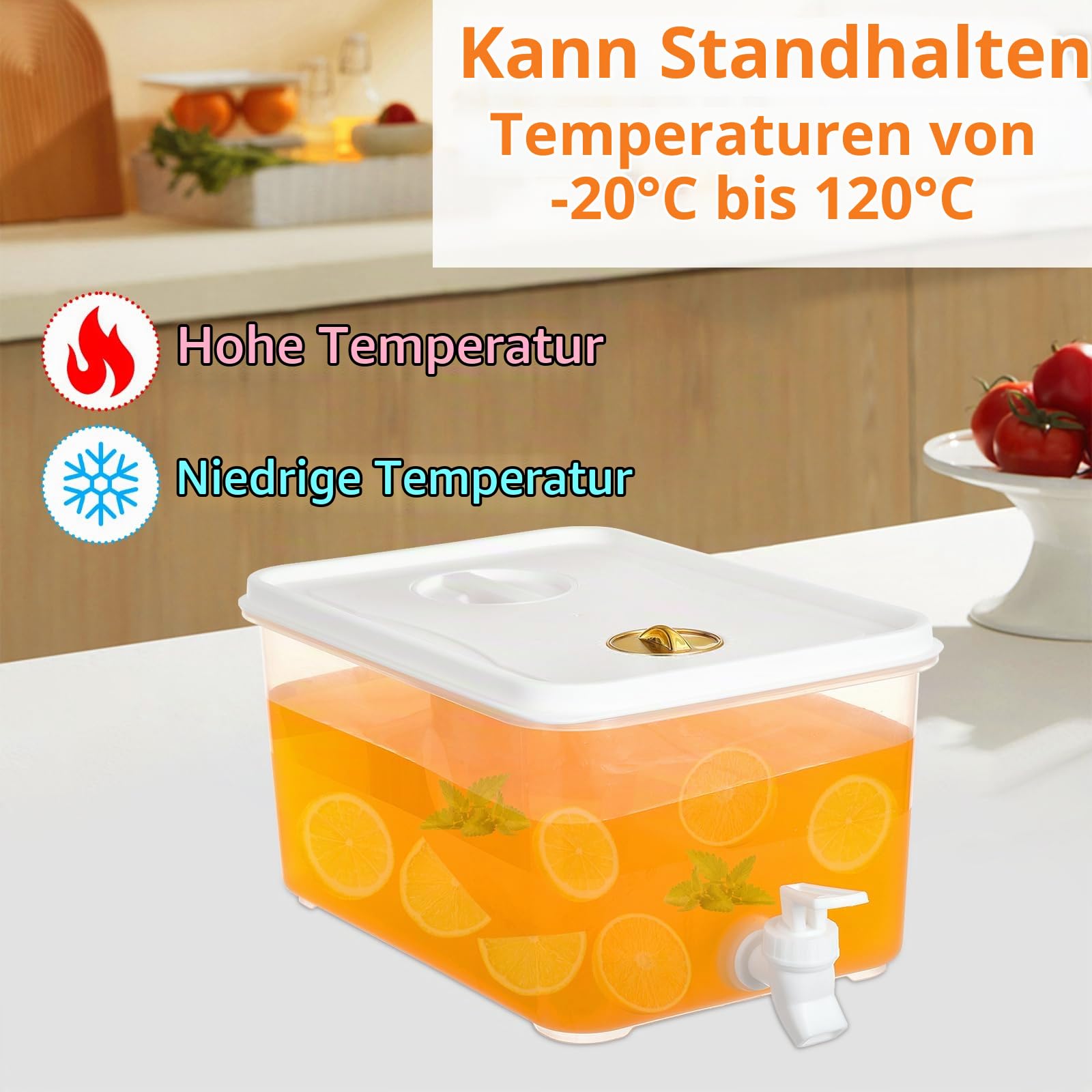 4 Stück 5L Getränkespender mit Zapfhahn,Kunststoff Wasserspender für Limonade, Saft, Wasser, Kalte Getränke, Trinksäule Drink Dispenser mit Wasserhahn für Partys