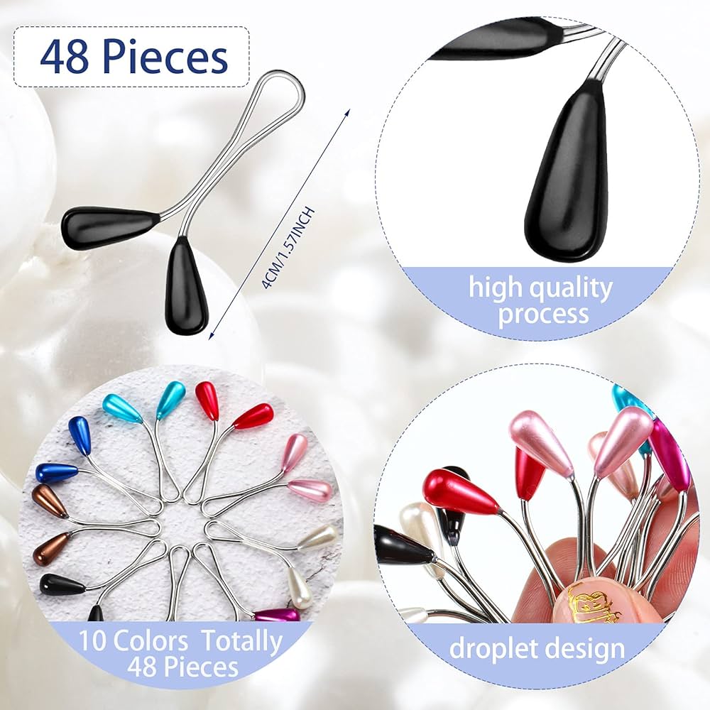 12x Muslim Scarf Hijab Clip Pearl Scarf Brooch Pin Shawl Scarf Head Scarf Holder