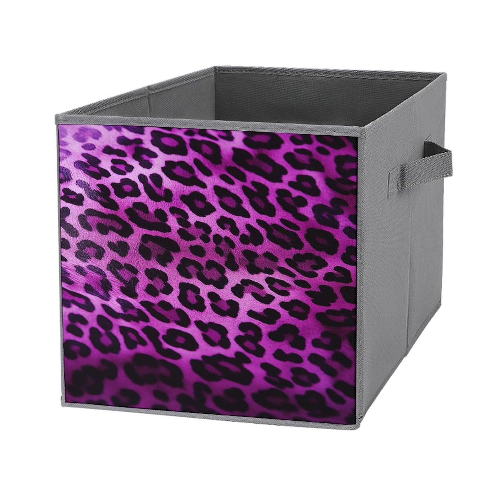 Cube de rangement pliable violet léopard pour dressing et armoire