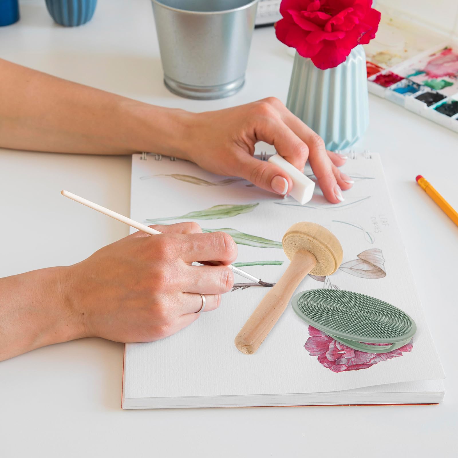 Housoutil Set 1 Attrezzi la Stampa Artistica Maniglia Versatile e Tavola in Legno, Accessori per Progetti Creativi Fai-da-Te, Strumenti User-Friendly per Principianti e Professionisti