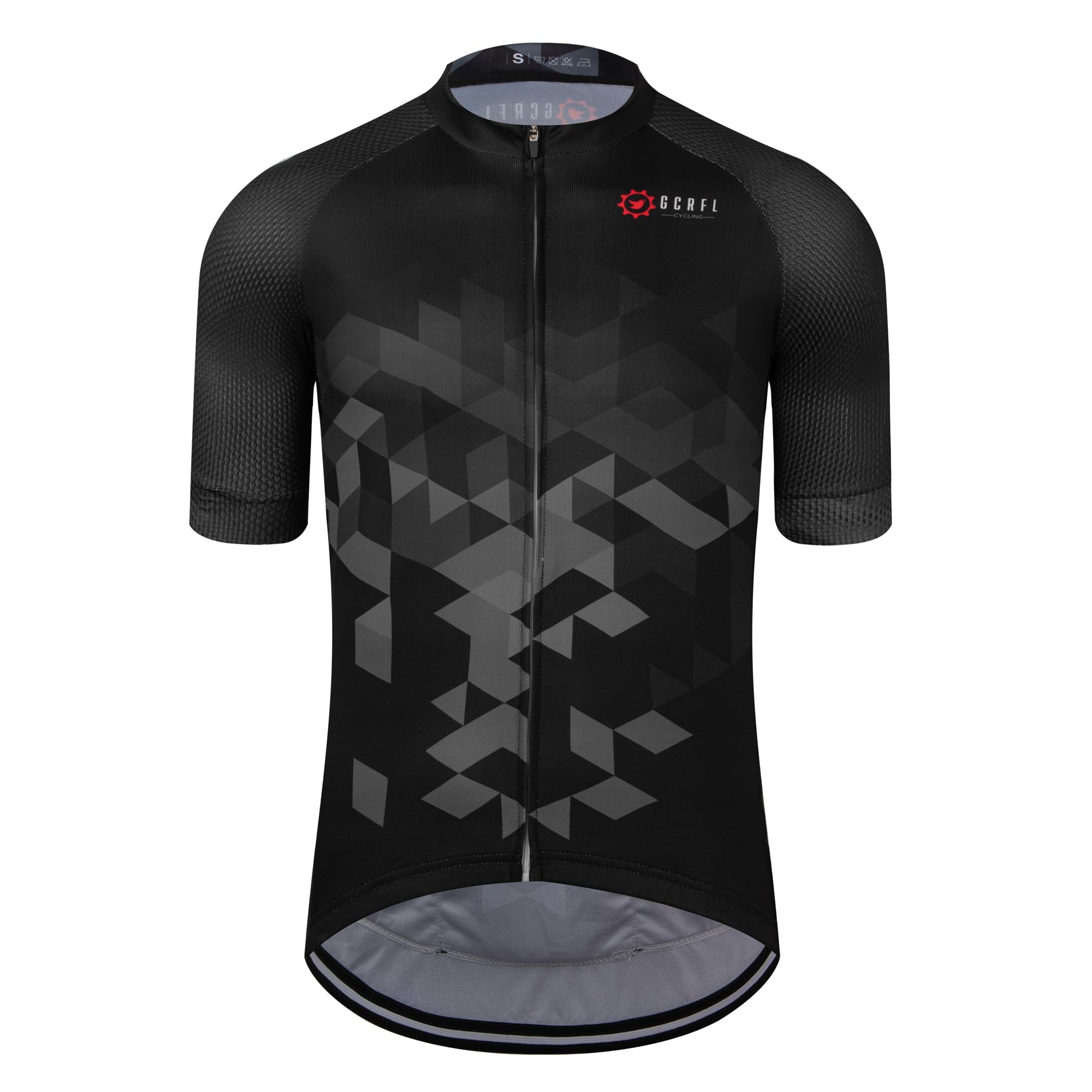 GCRFL Men's Cycling Jersey Short Sleeve Biking Shirt with 3 Rear Pockets + Zipper Pocket Breathable Quick Dry Bicycle Jersey