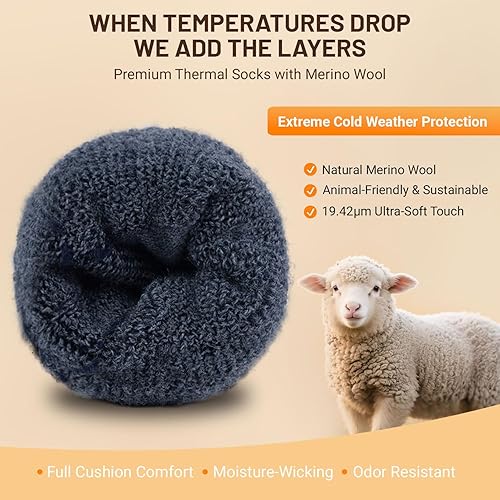 Miniatura 4 de Calcetines térmicos de lana merino para hombres y mujeres, calcetines gruesos de invierno para senderismo Antiampollas que absorben la humedad