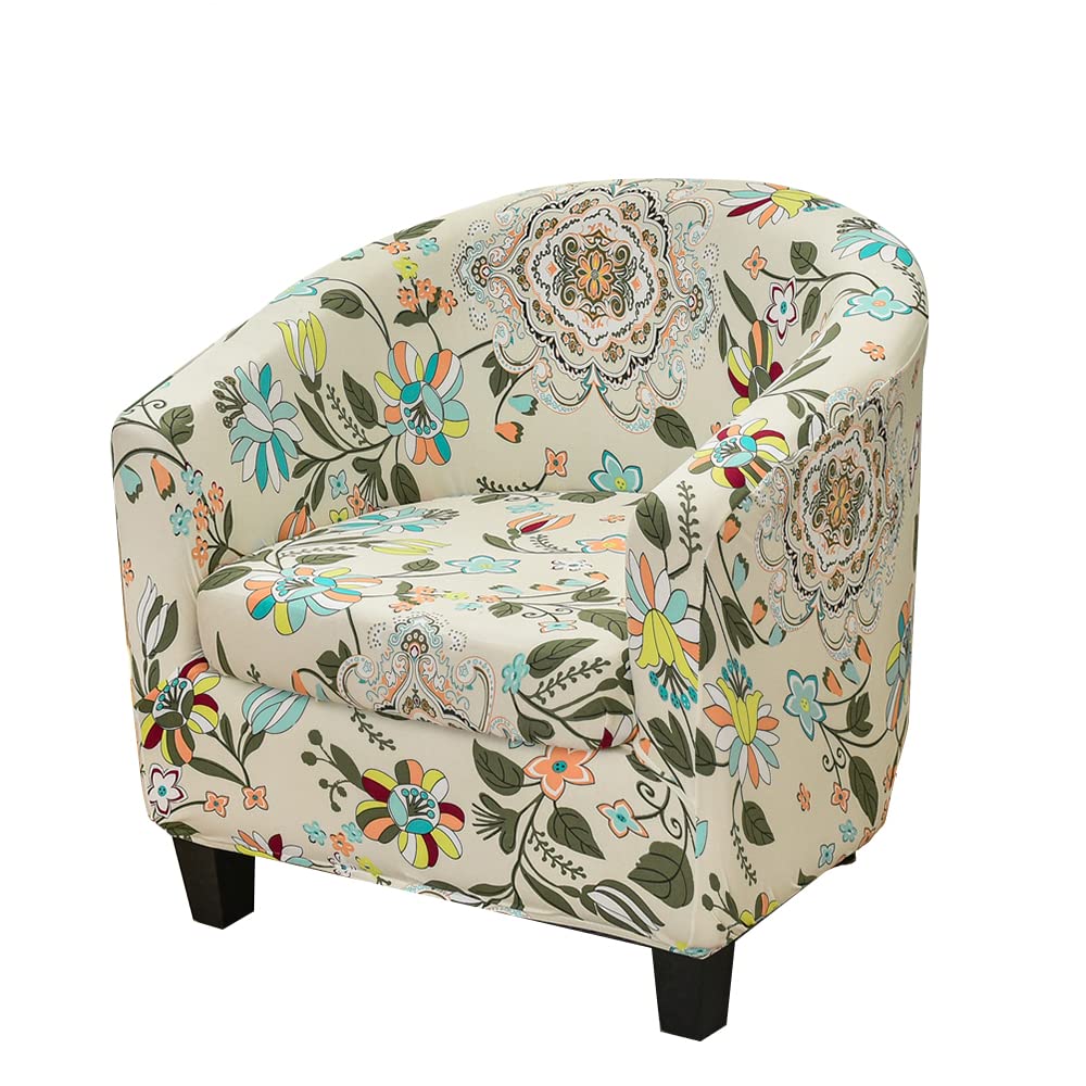 Highdi Mandala Tub Chair Cover 2-Piece For Armchair, Modern Geometry Slipcovers Cushion Cover Stretch Dust Proof Removable Washable Furniture Protector Covers For Club Tub Chair (Mandala)