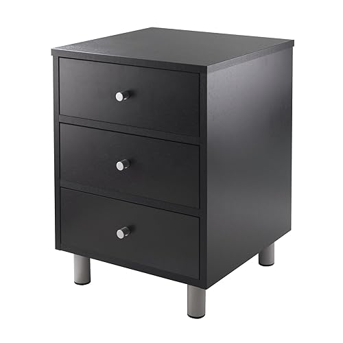 Winsome Daniel Accent Table/Nightstand with 3 Drawers, for Bedroom, Black