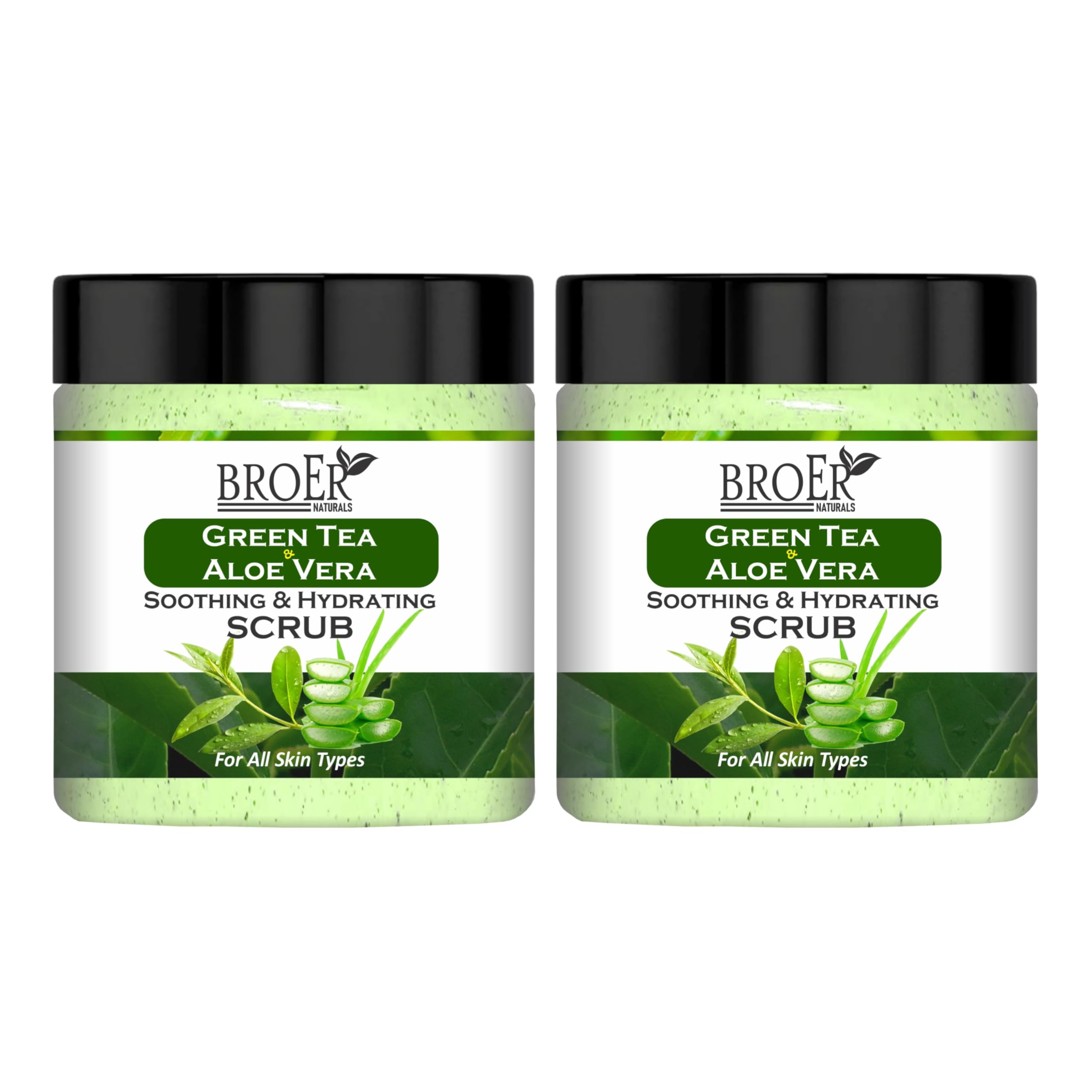 BROER Naturals Green Tea & Aloe Vera Face & Body Scrub | Deep Exfoliation, Tan Removal & Skin Brightening | For Men & Women | Paraben-Free, Sulphate-Free – (pack of 2) 200g-picture-47