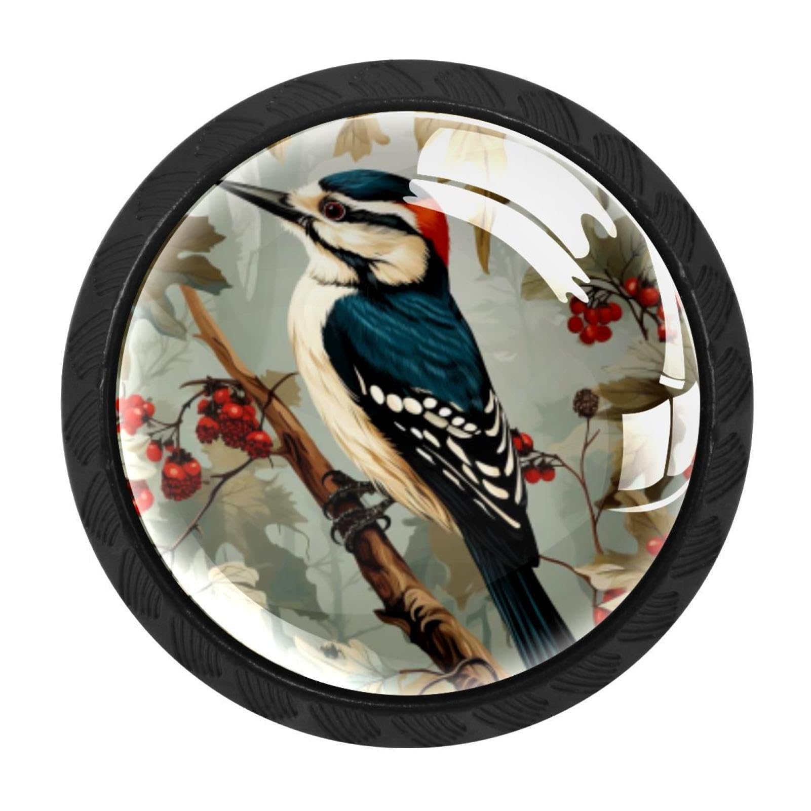 CHENZZZZ Woodpecker Drawer Knobs Pull Handle Crystal Glass Circle Shape Cabinet Drawer Pulls Cupboard Knobs with Screws for Kitchen Cupboard Dresser Wardrobe etc