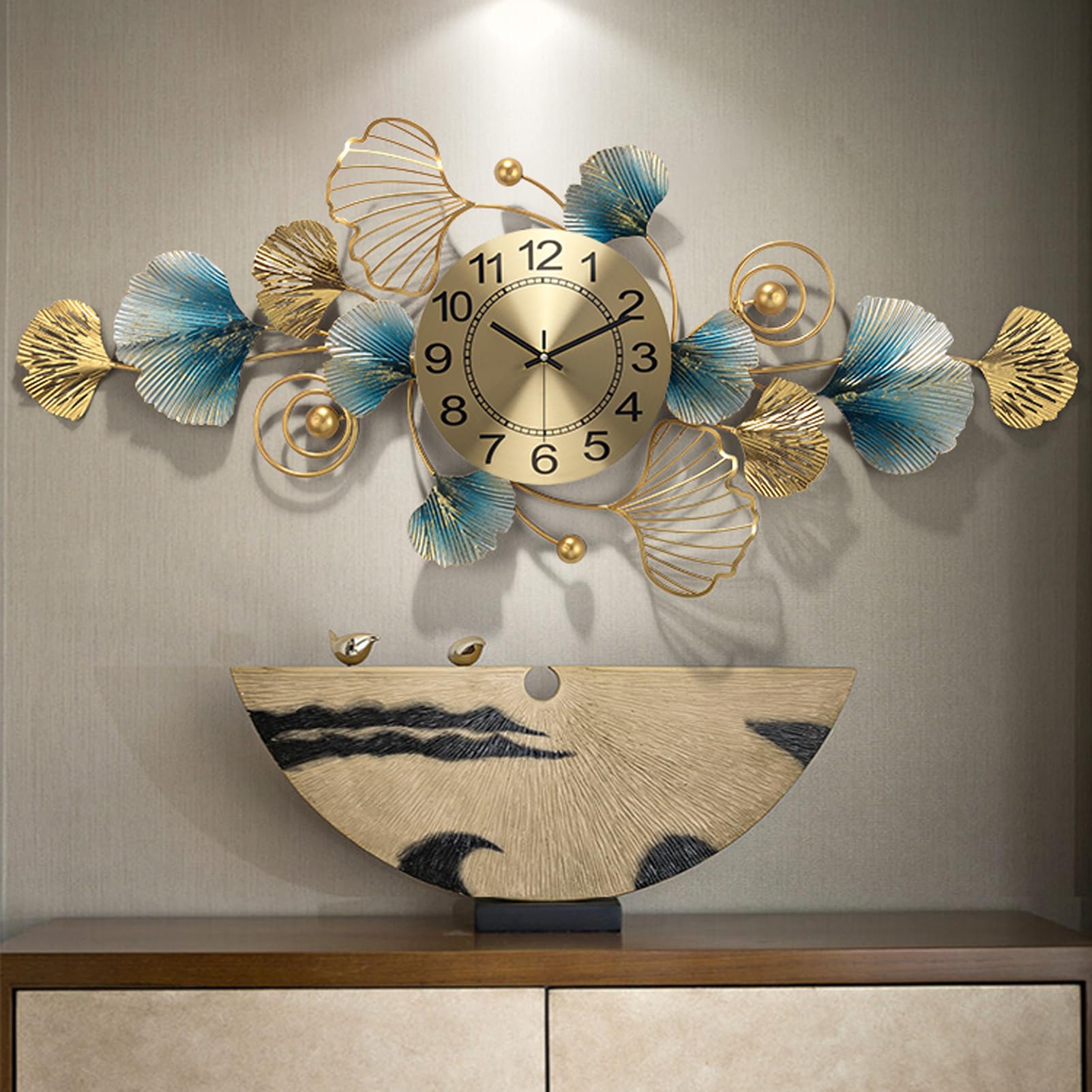 NNYCC Wall Clocks Wall Clocks For Living Room Home Decoration Modern Wall Clock Metallic Finish Silent No Ticking Sound Battery Powered For Living Room Bedroom Home Decor,Gold,L