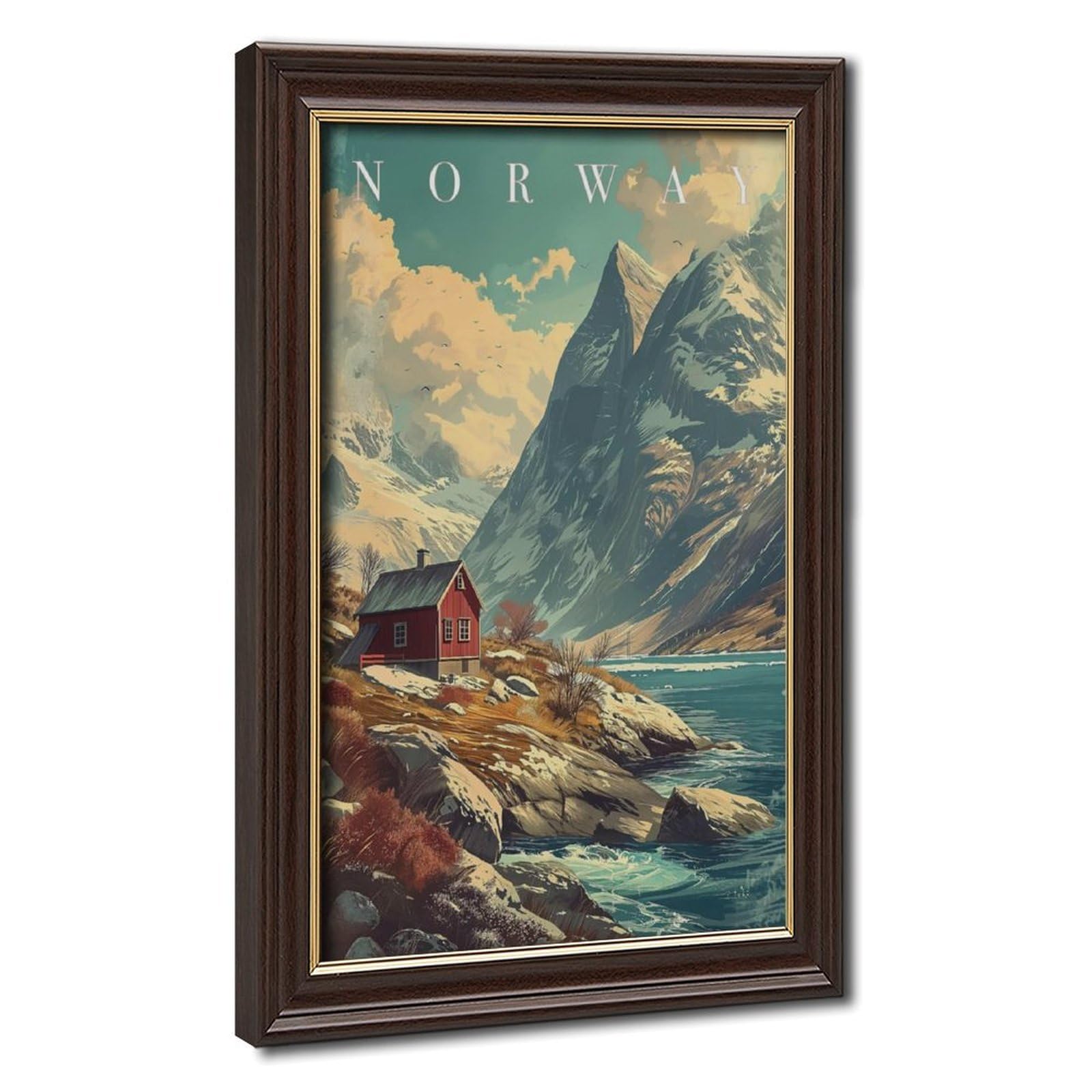 Bareronor Norway Fjord Canvas Poster for Office Decor Gift