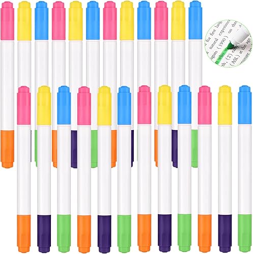 Outus 24 bolígrafos de neón de doble cara, bolígrafos de neón coloridos, rotuladores de neón para tablero LED, escribir, dibujar, manualidades, 24