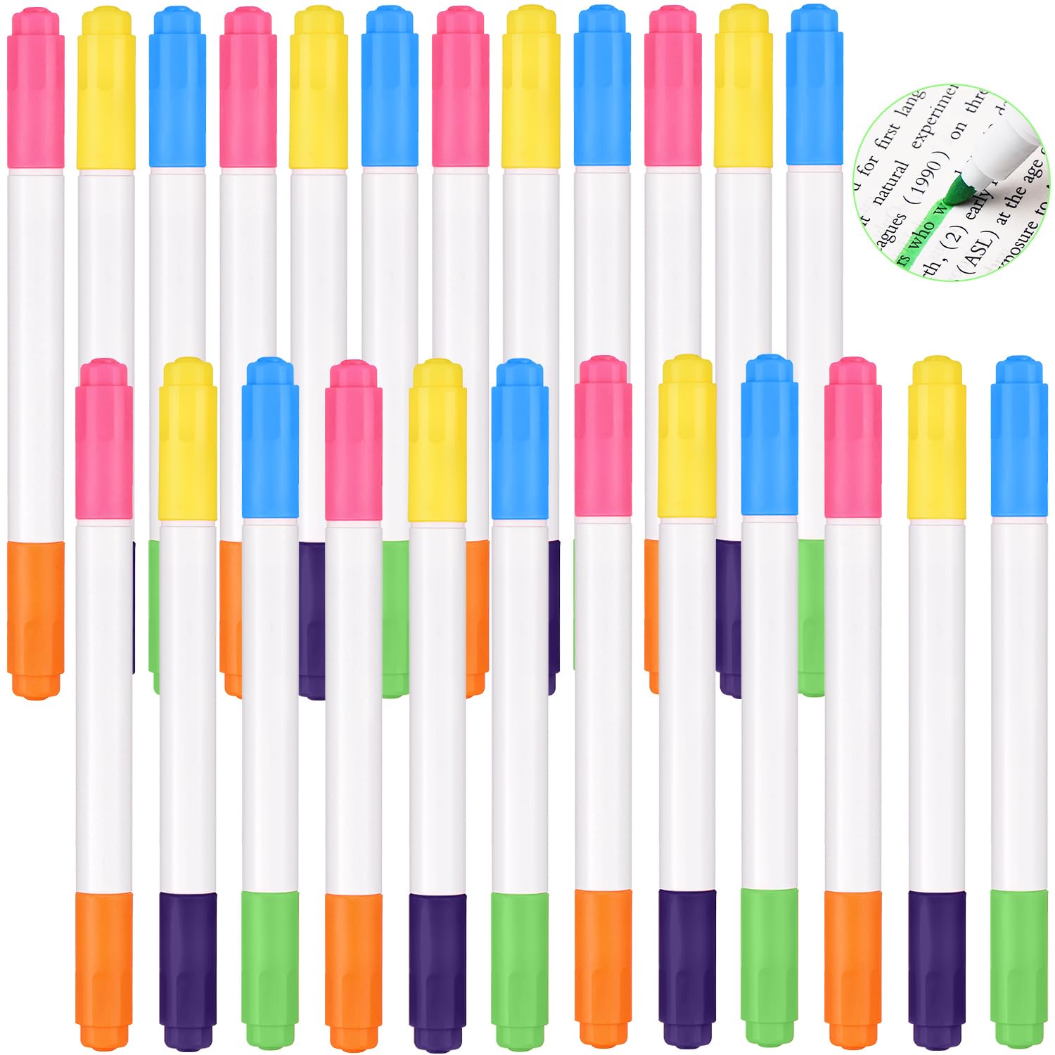 Outus 24 Pieces Glow in the Dark Markers Dual Sided Neon Pens Colorful Neon Marker Pens Art Supplies for LED Board Write Draw Art Crafts