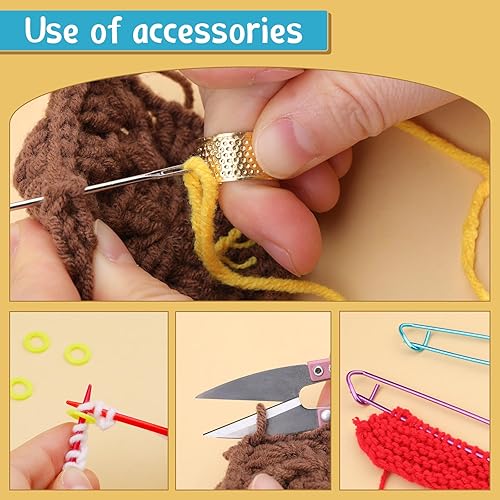 Miniatura 6 de IMZAY Juego de 110 agujas de ganchillo, kit de ganchos de ganchillo con estuche de almacenamiento, agujas de tejer ergonómicas, agujas romas,