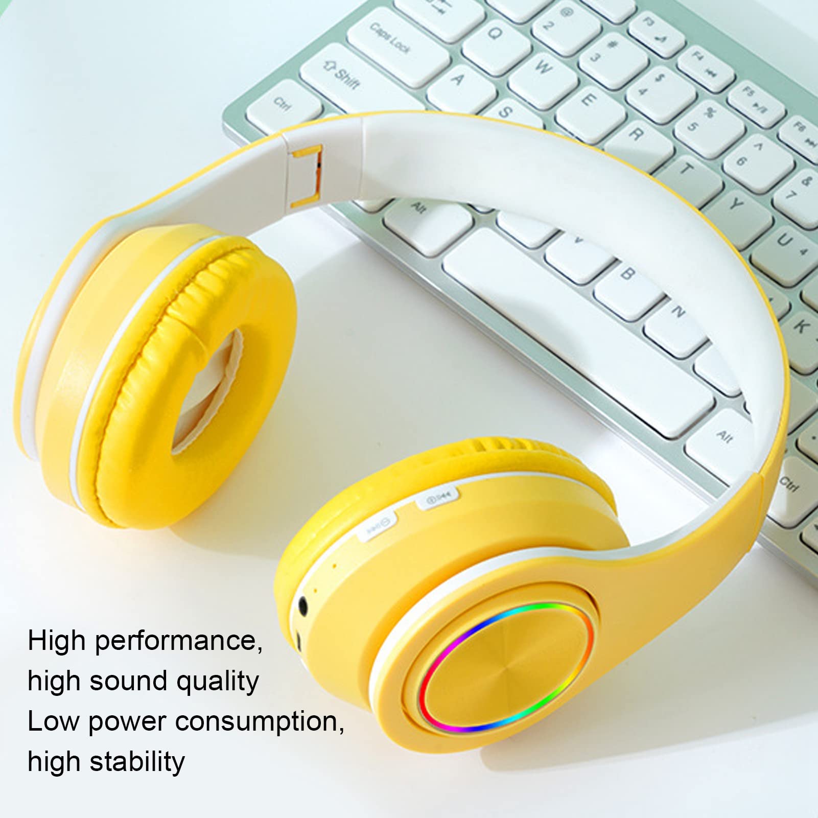 Amazon.co.jp: RGB ヘッドセット、呼吸ライト付き折りたたみ式格納式